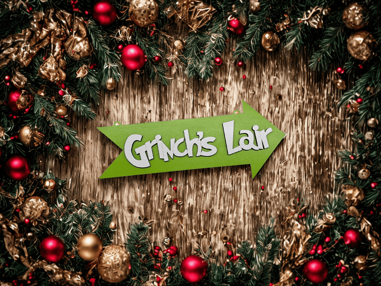 Custom holiday decor sign for festive shelves
