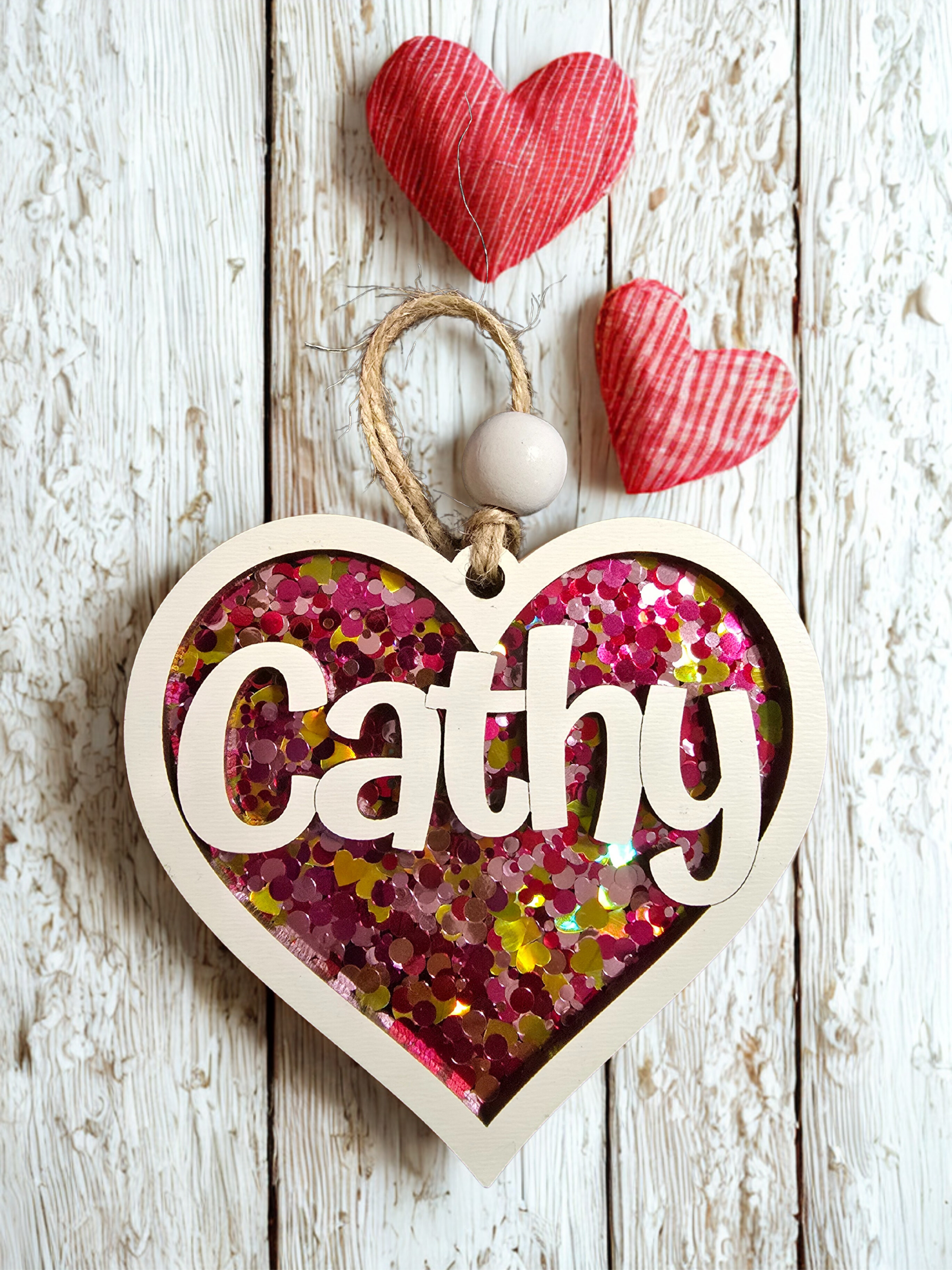 Valentines Gift Tag Heart Ornament, Personalized Basket Charm