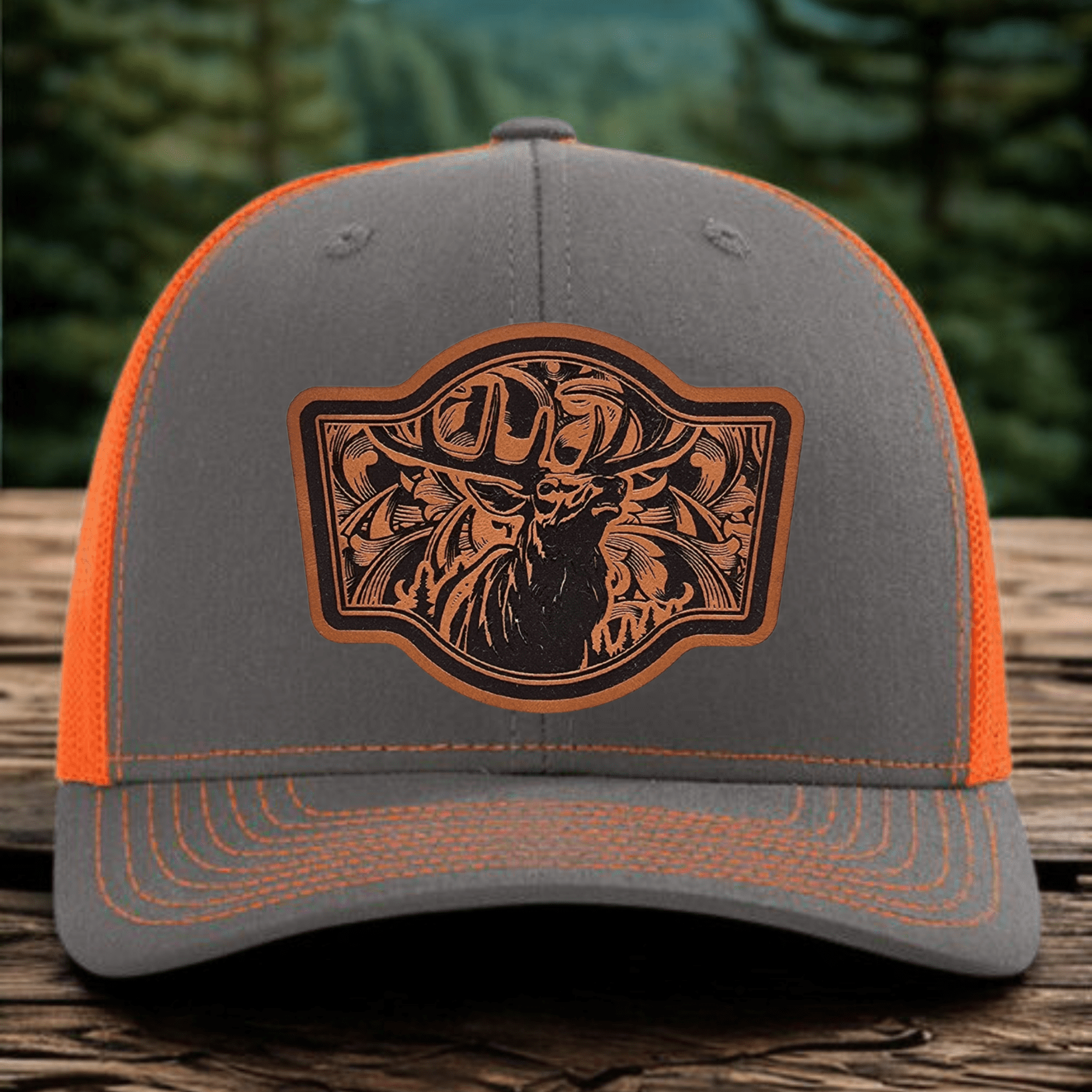 Hunting Patch Hat – Buck, Turkey, Elk & Pheasant Designs in Buck shirt color