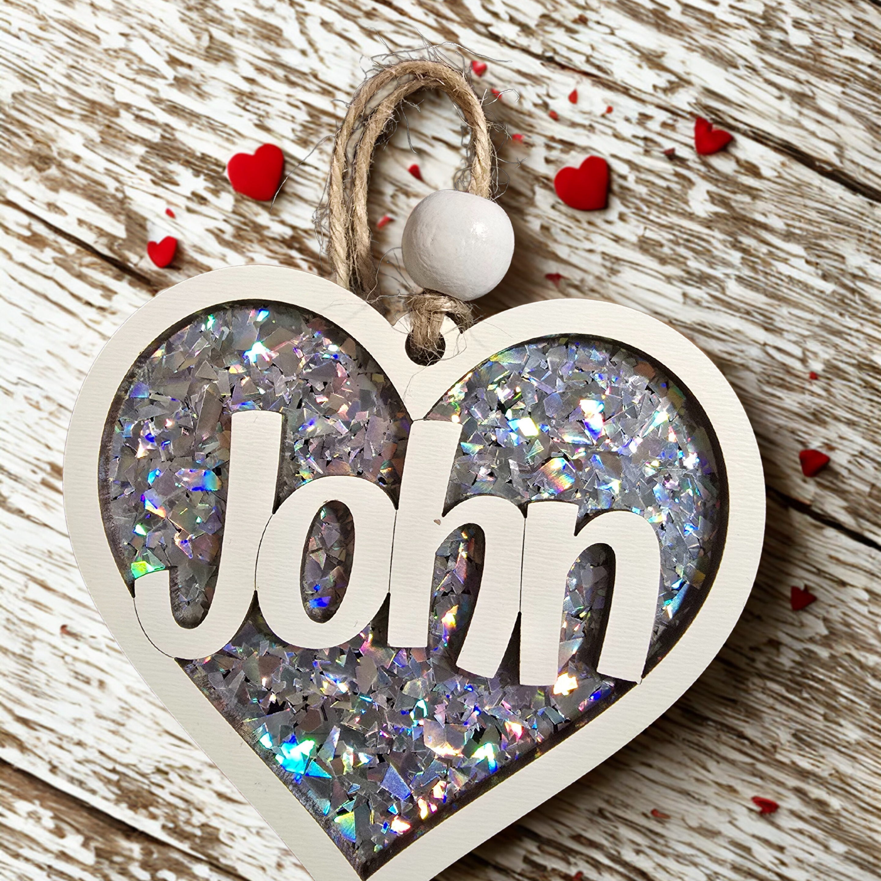 Personalized Valentine Basket Tag – Heart Name Treat Bag Favor holiday ornament product view