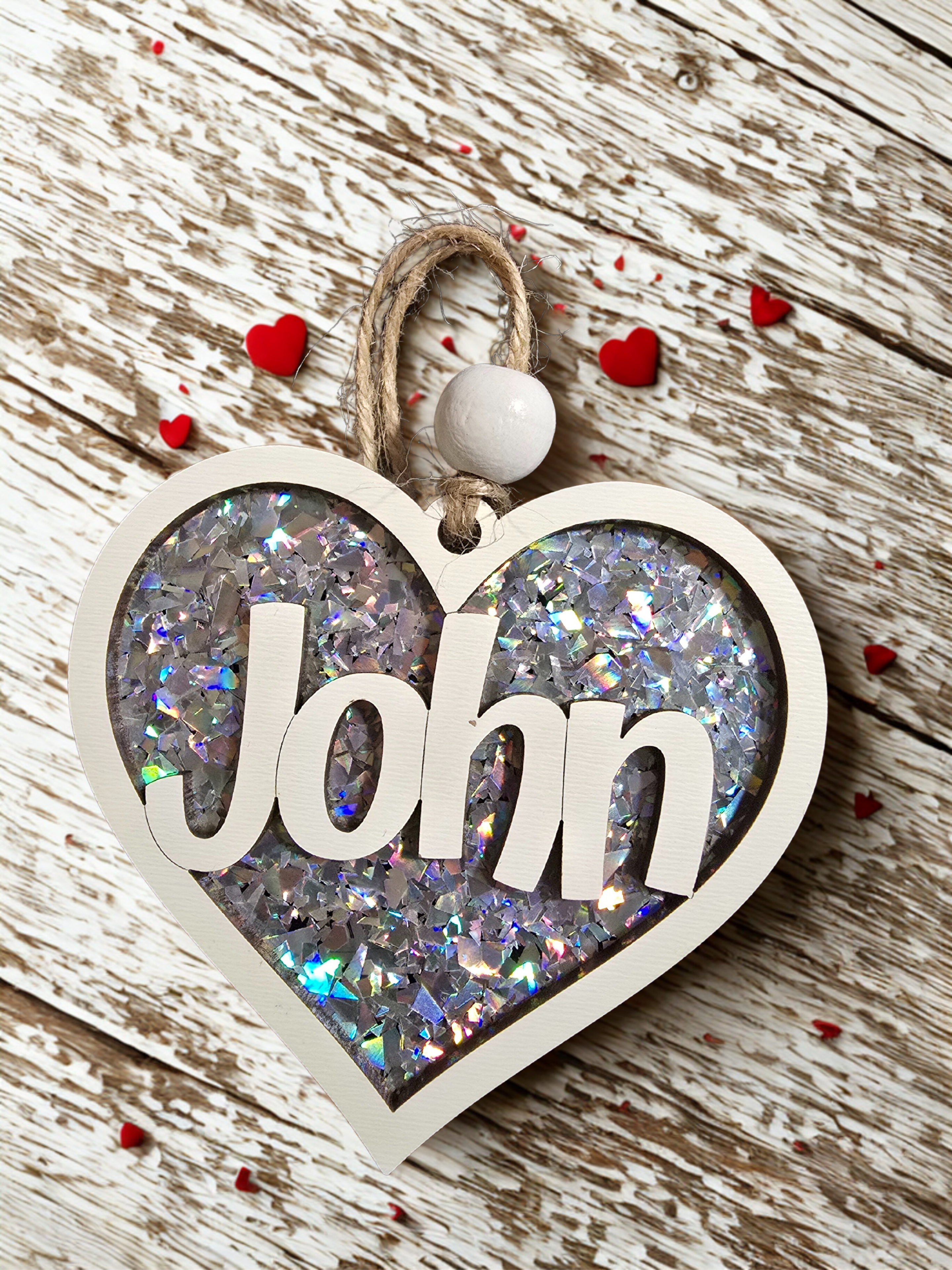 Valentines Gift Tag Heart Ornament, Personalized Basket Charm