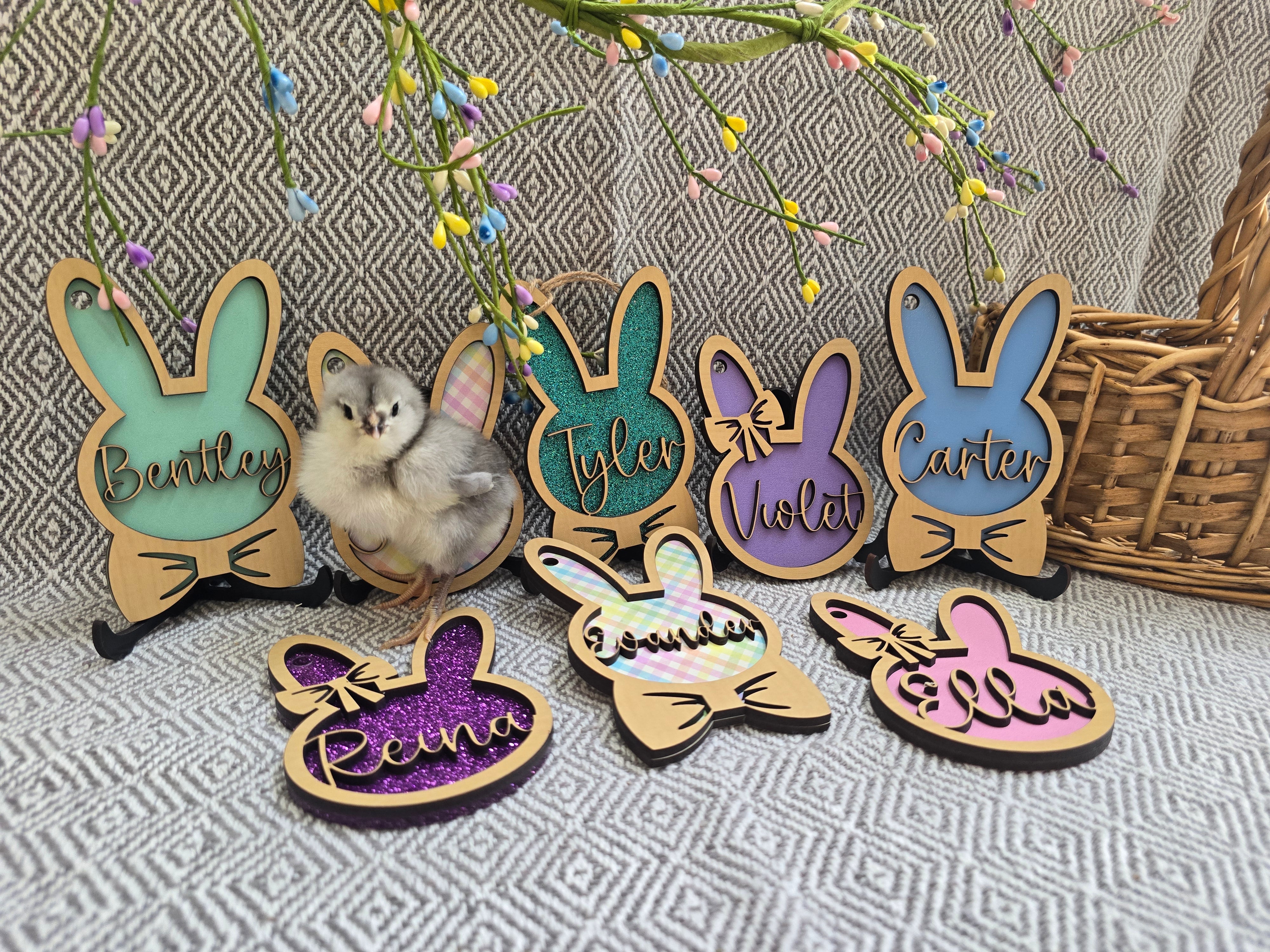 Personalized Easter Basket Tag - Handcrafted Bunny Design for Kids' Baskets, Unique Holiday Gift & Keepsake holiday ornament