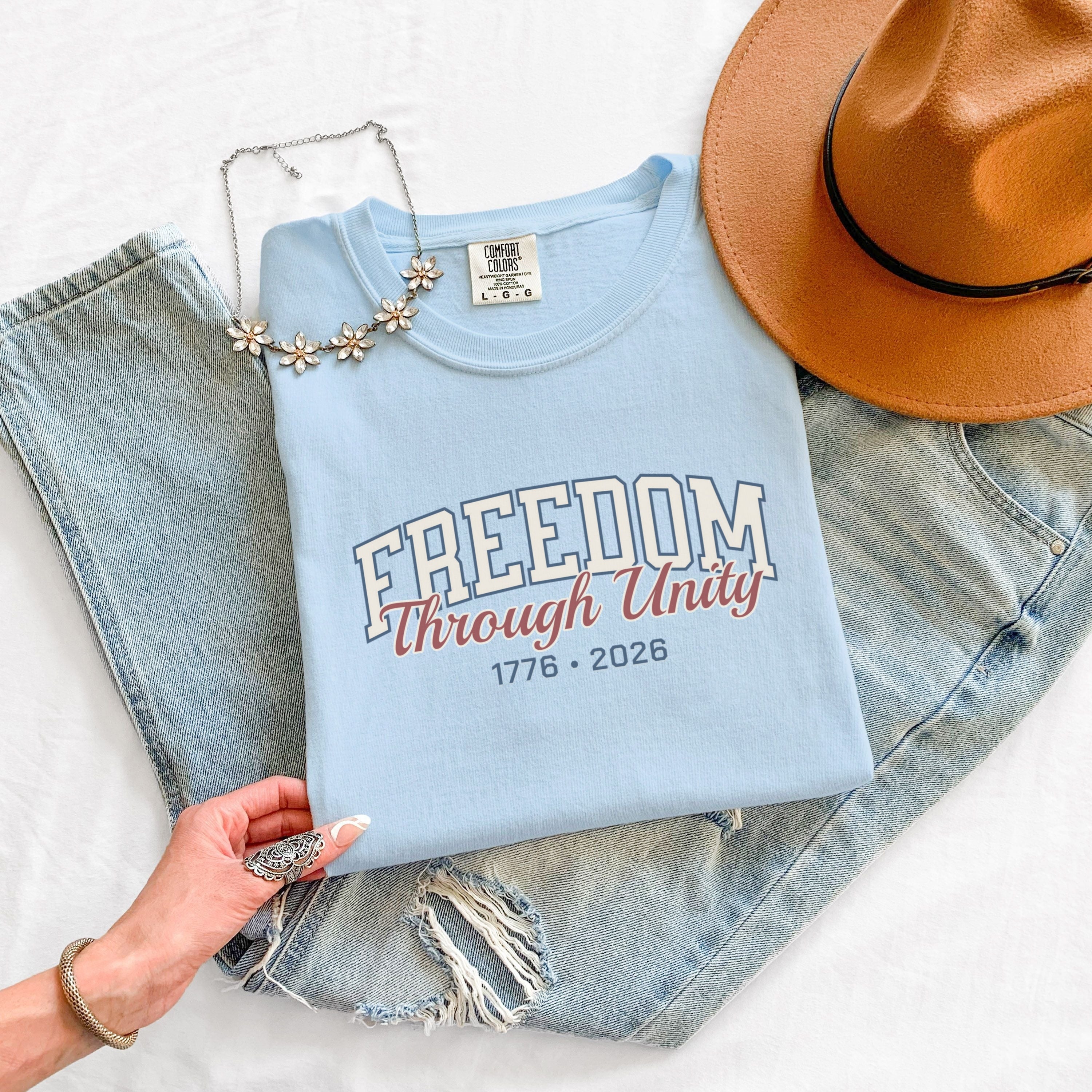 America 250 Freedom Shirt – 1776 2026 Patriotic Comfort Colors Tee in Pepper shirt color