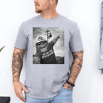 Funny Lineman Shirt - Sasquatch Selfie Tee for Lineworkers in Black shirt color