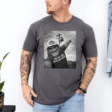 Funny Lineman Shirt - Sasquatch Selfie Tee for Lineworkers in White shirt color