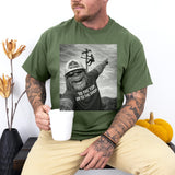 Funny Lineman Shirt - Sasquatch Selfie Tee for Lineworkers in Sport Grey shirt color
