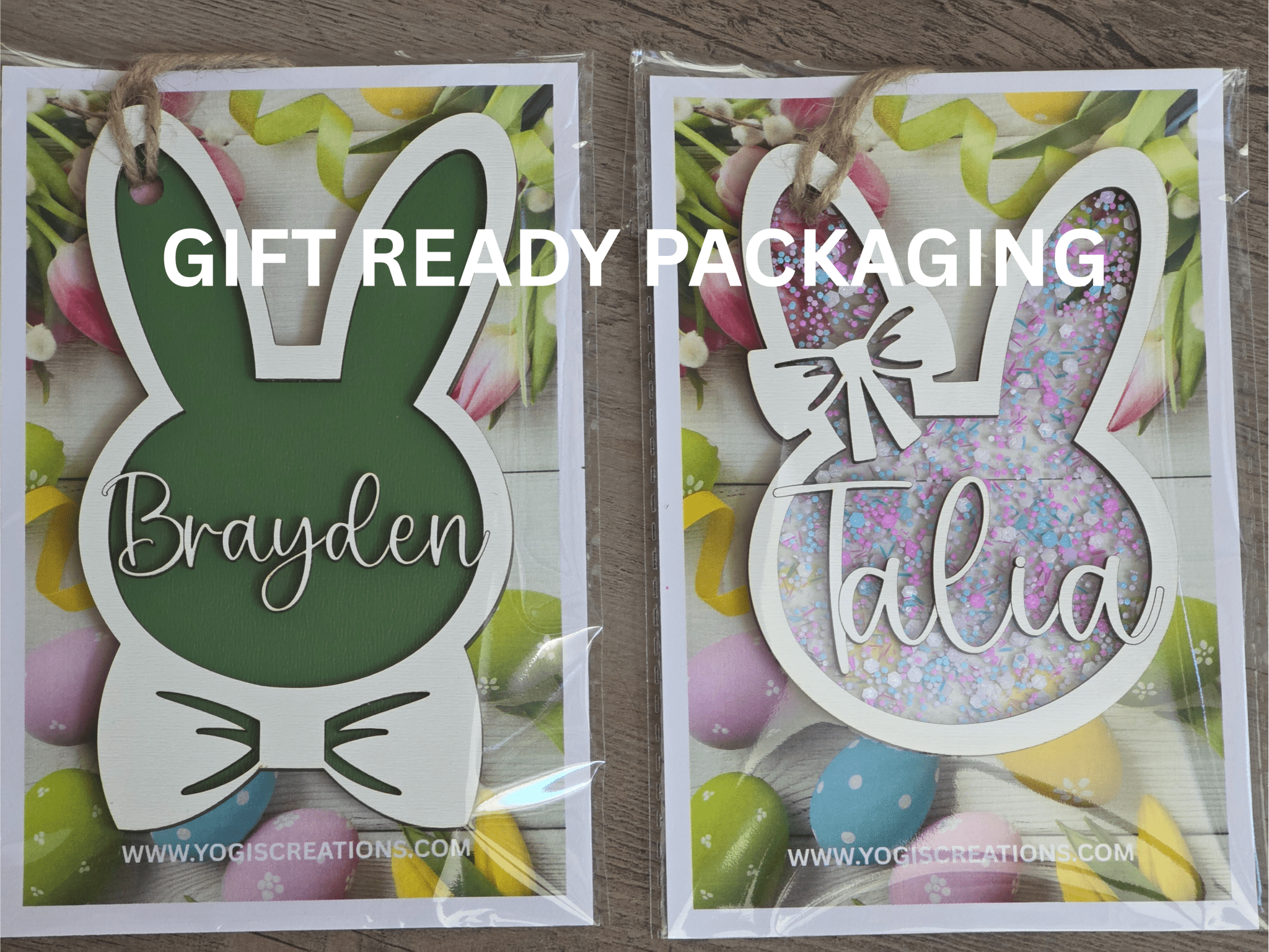 Personalized Easter Basket Tag - Handcrafted Bunny Design for Kids' Baskets, Unique Holiday Gift & Keepsake layered ornament