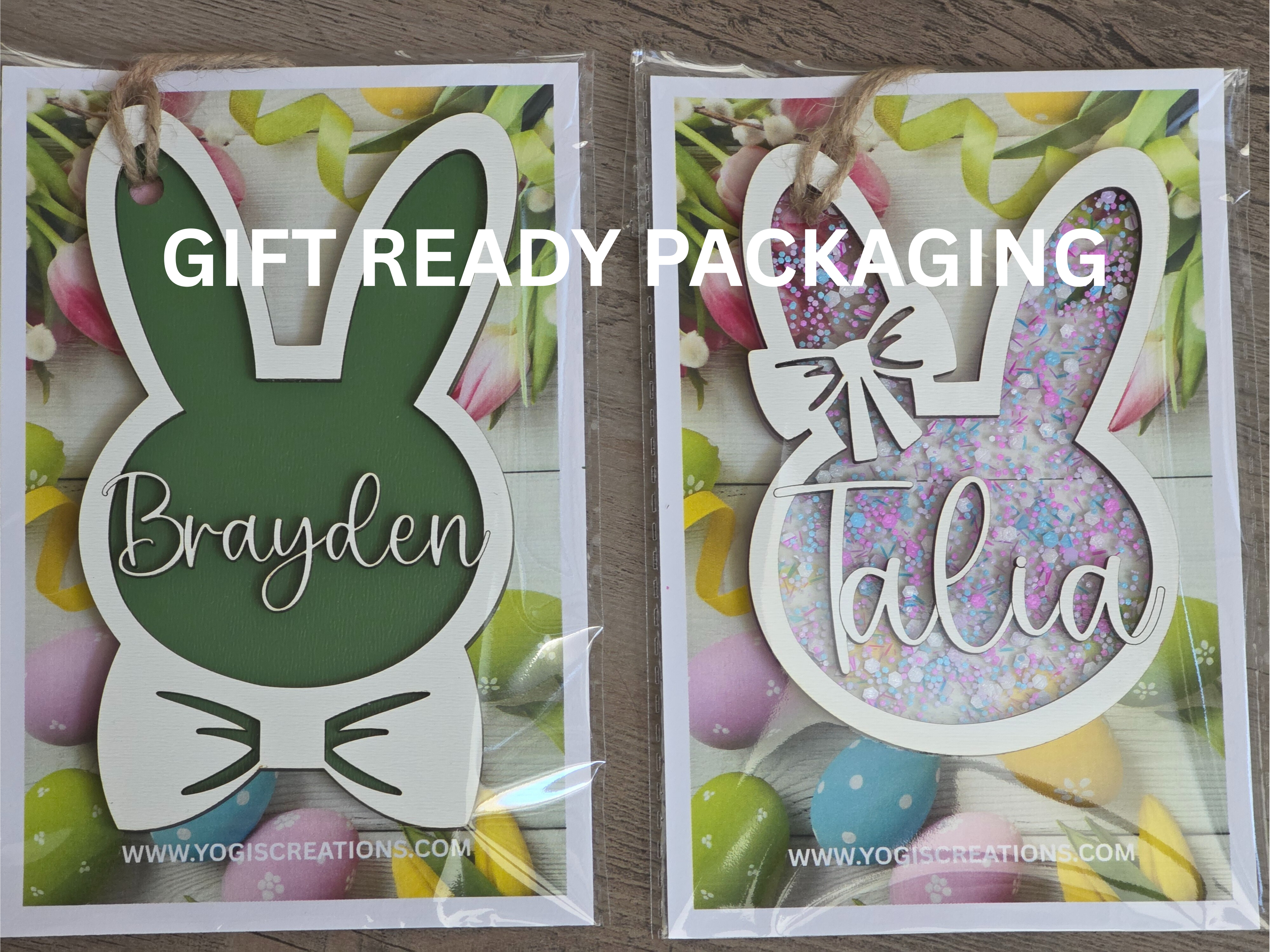 Personalized Easter Basket Tag - Handcrafted Bunny Design for Kids' Baskets, Unique Holiday Gift & Keepsake layered ornament