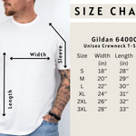 Gildan 64000 Softstyle unisex t-shirt size chart for Reddy Kilowatt shirt