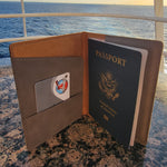 Personalized Passport Holder – Leatherette Travel Wallet in gray shirt color