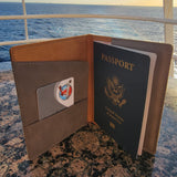 Personalized Passport Holder – Leatherette Travel Wallet in gray shirt color