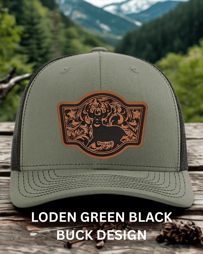 Hunting Patch Hat – Buck, Turkey, Elk & Pheasant Designs in Buck shirt color