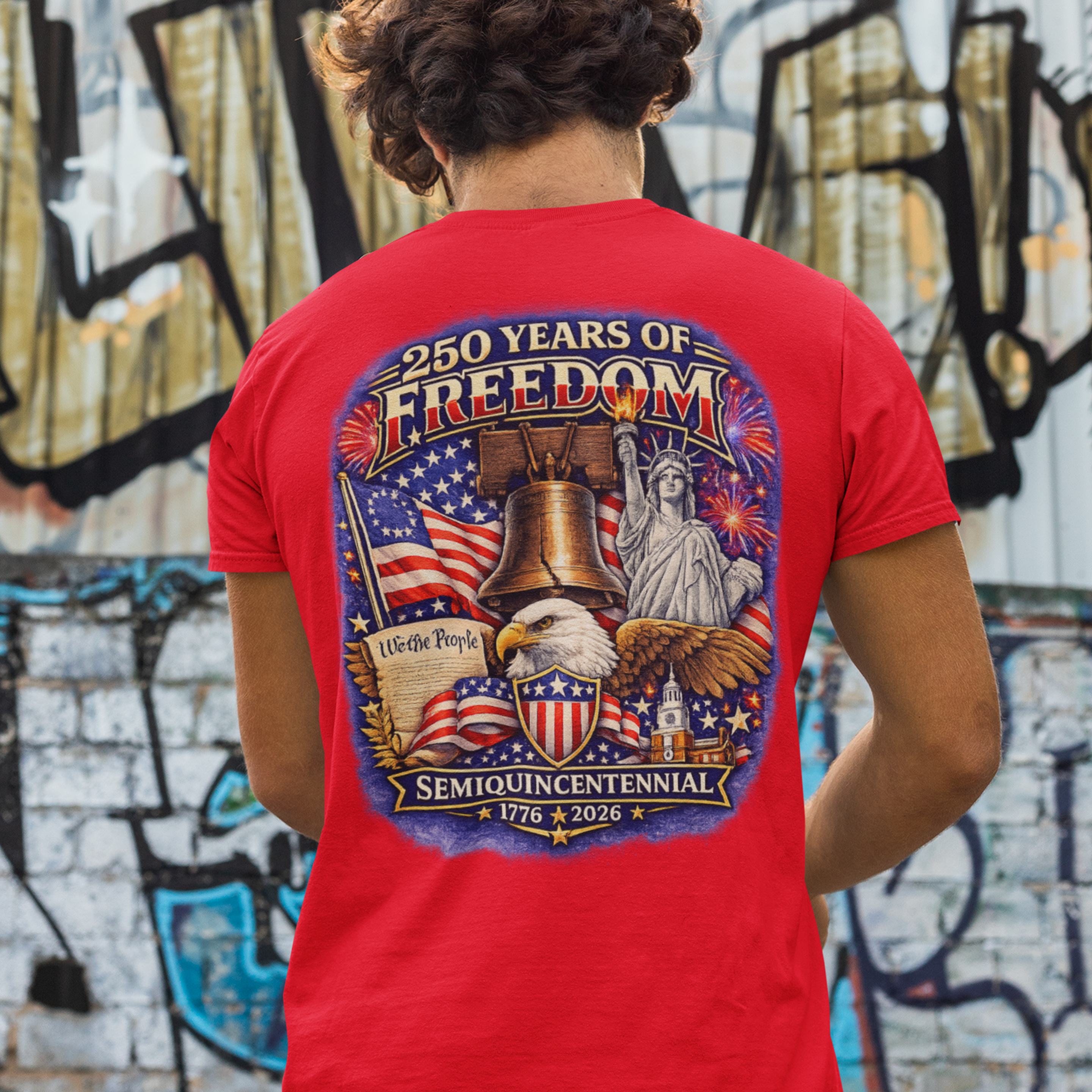 250 Years of Freedom T-Shirt – 1776–2026 Patriotic We The People Tee in Sport Grey shirt color