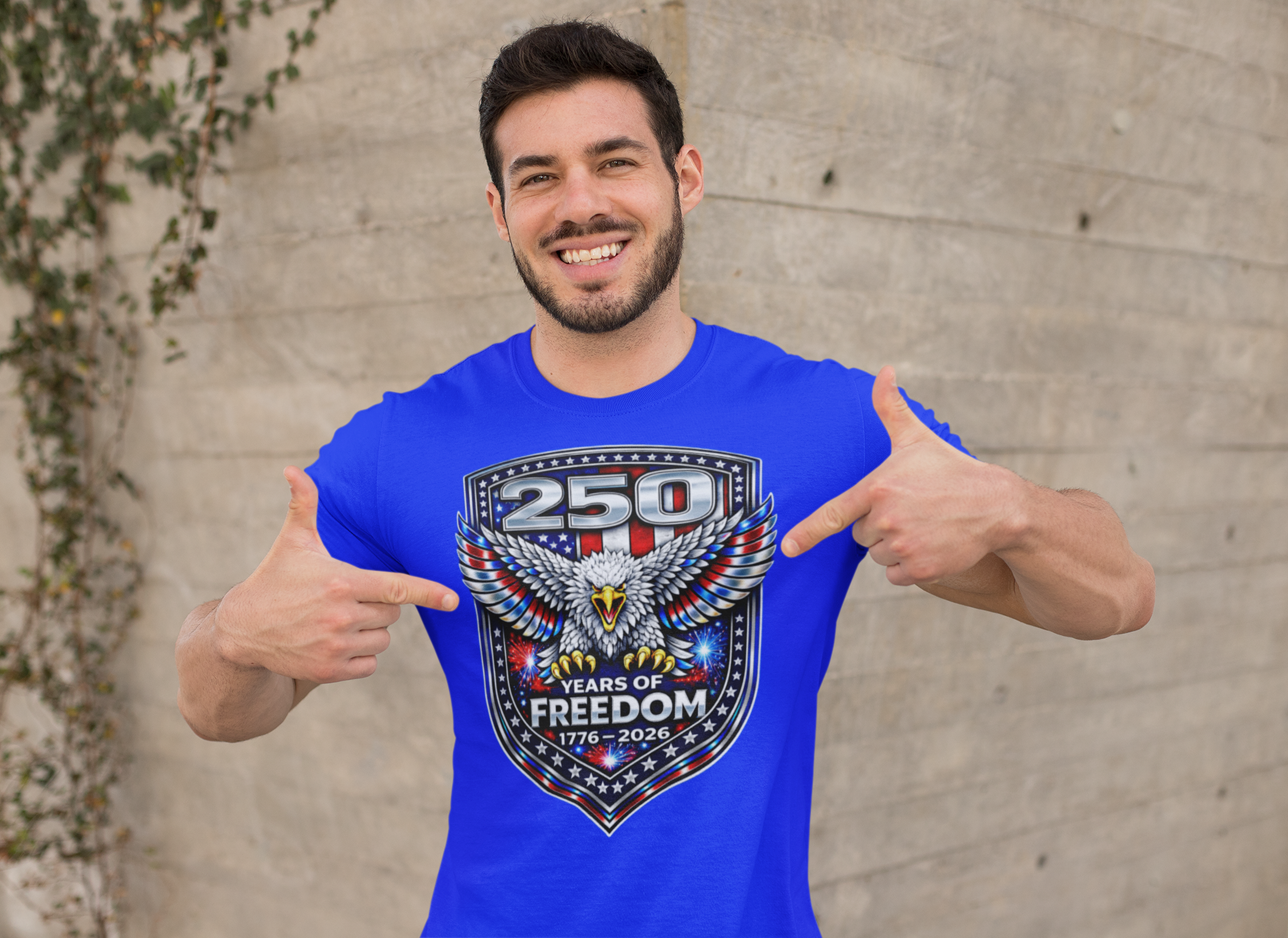 America 250 Shirt, Semiquincentennial 250th Anniversary Fourth of July USA Flag Patriotic Eagle Cotton