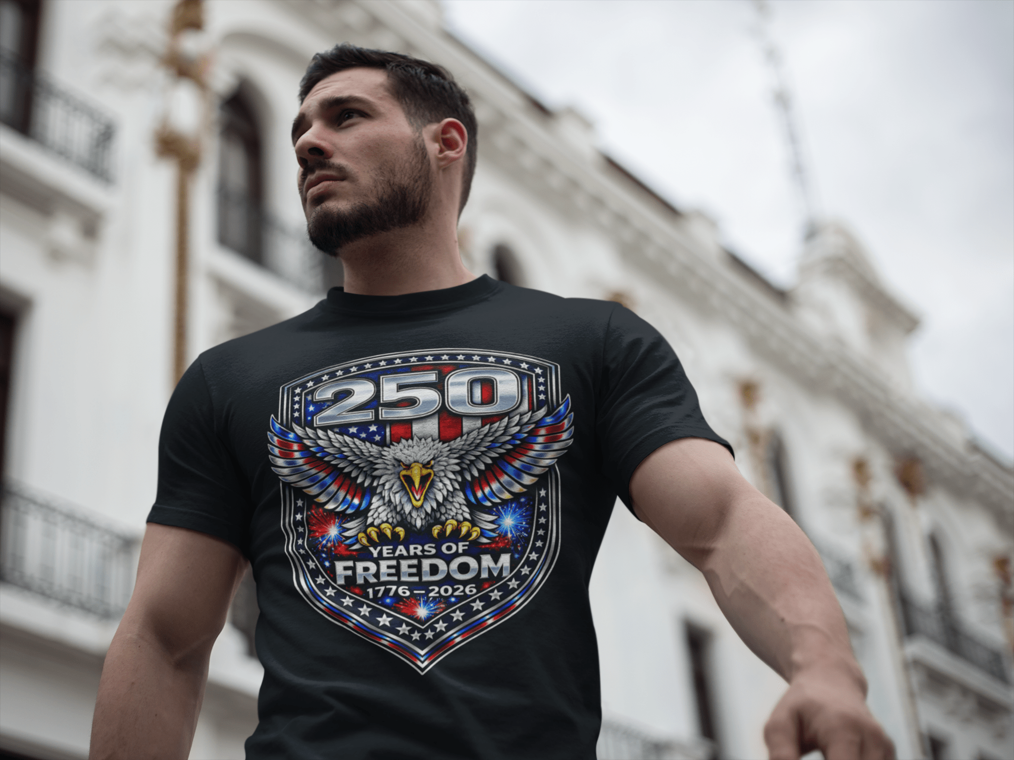 America 250 Eagle Shirt Patriotic USA Flag Tee