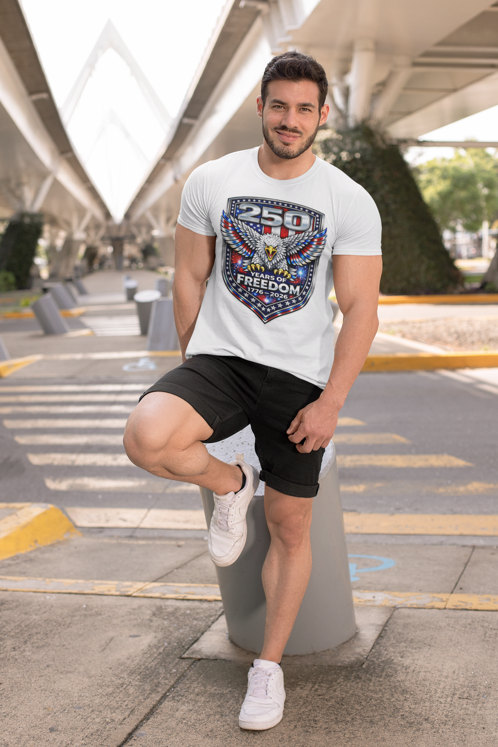 America 250 Shirt, Semiquincentennial 250th Anniversary Fourth of July USA Flag Patriotic Eagle Cotton