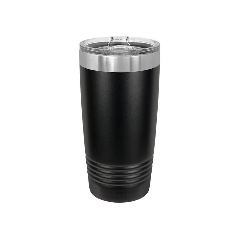20 oz Polar Camel Tumbler with Slider Lid — Black with Silver Ring