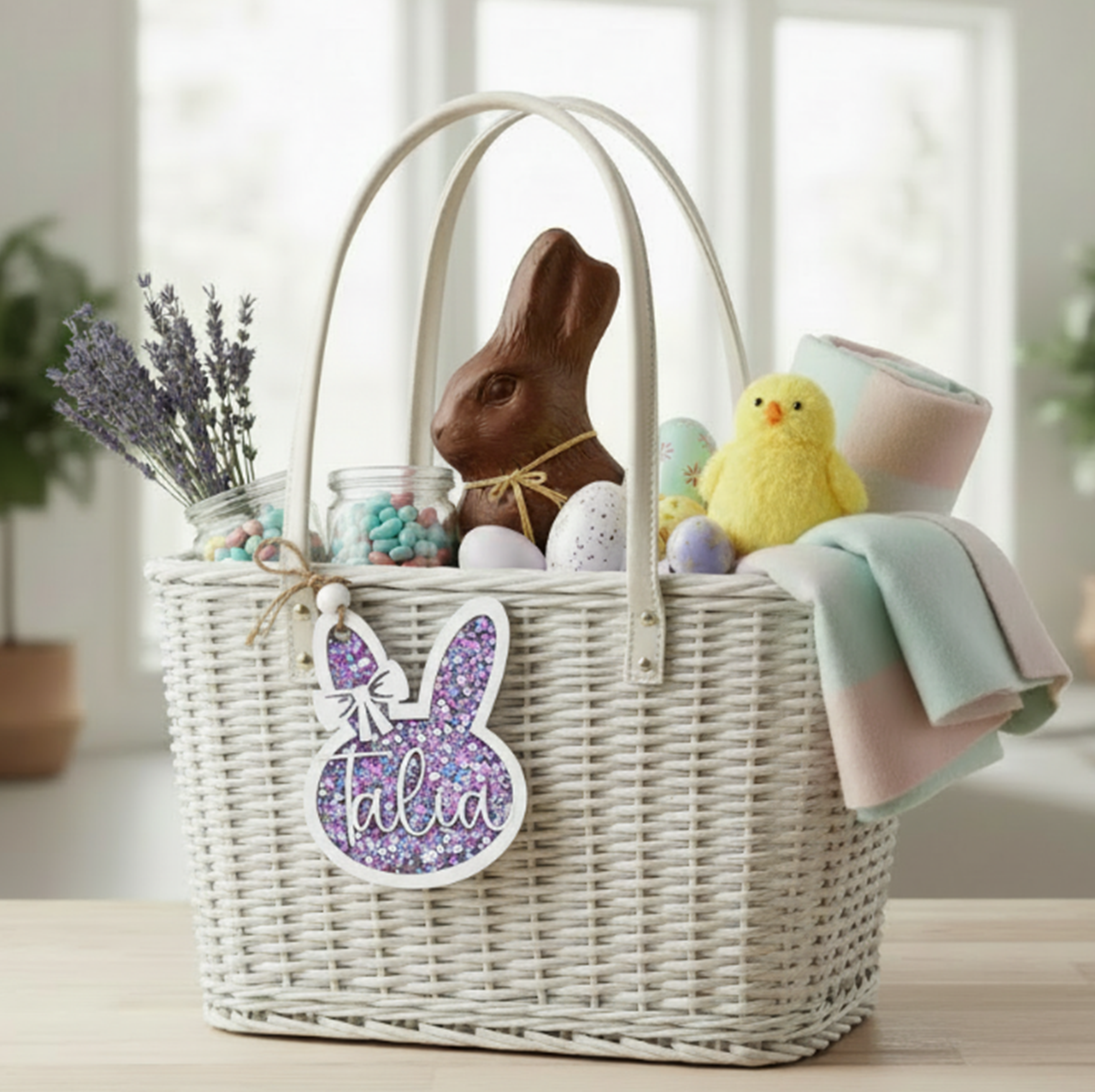 Personalized Easter Basket Tag Bunny Name Gift