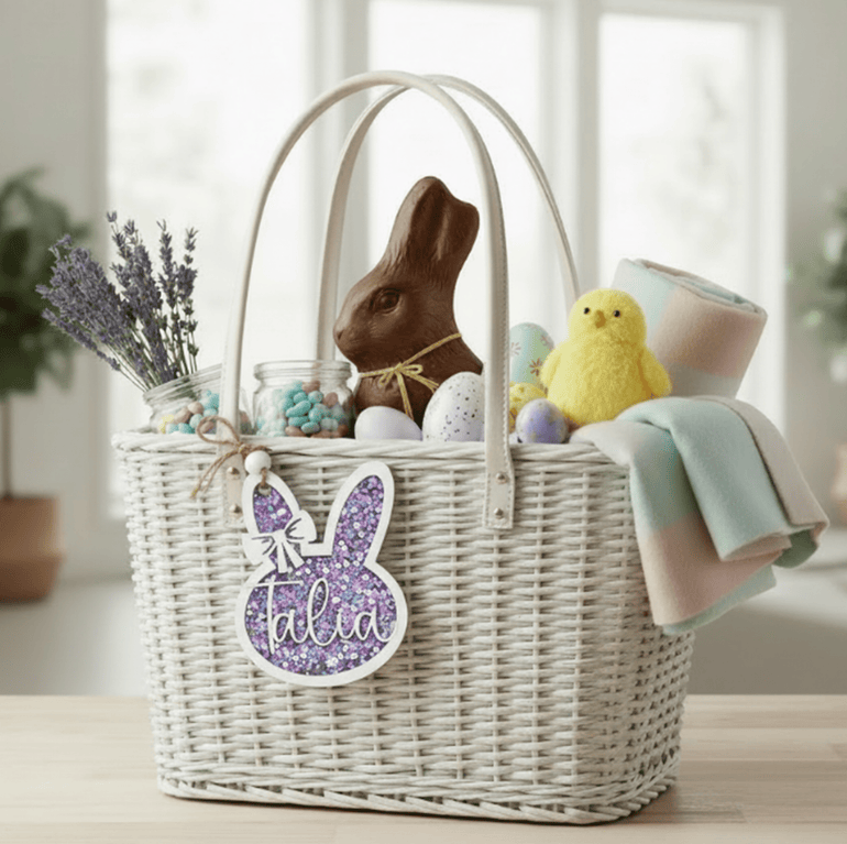Personalized Easter Basket Tag Bunny Name Gift