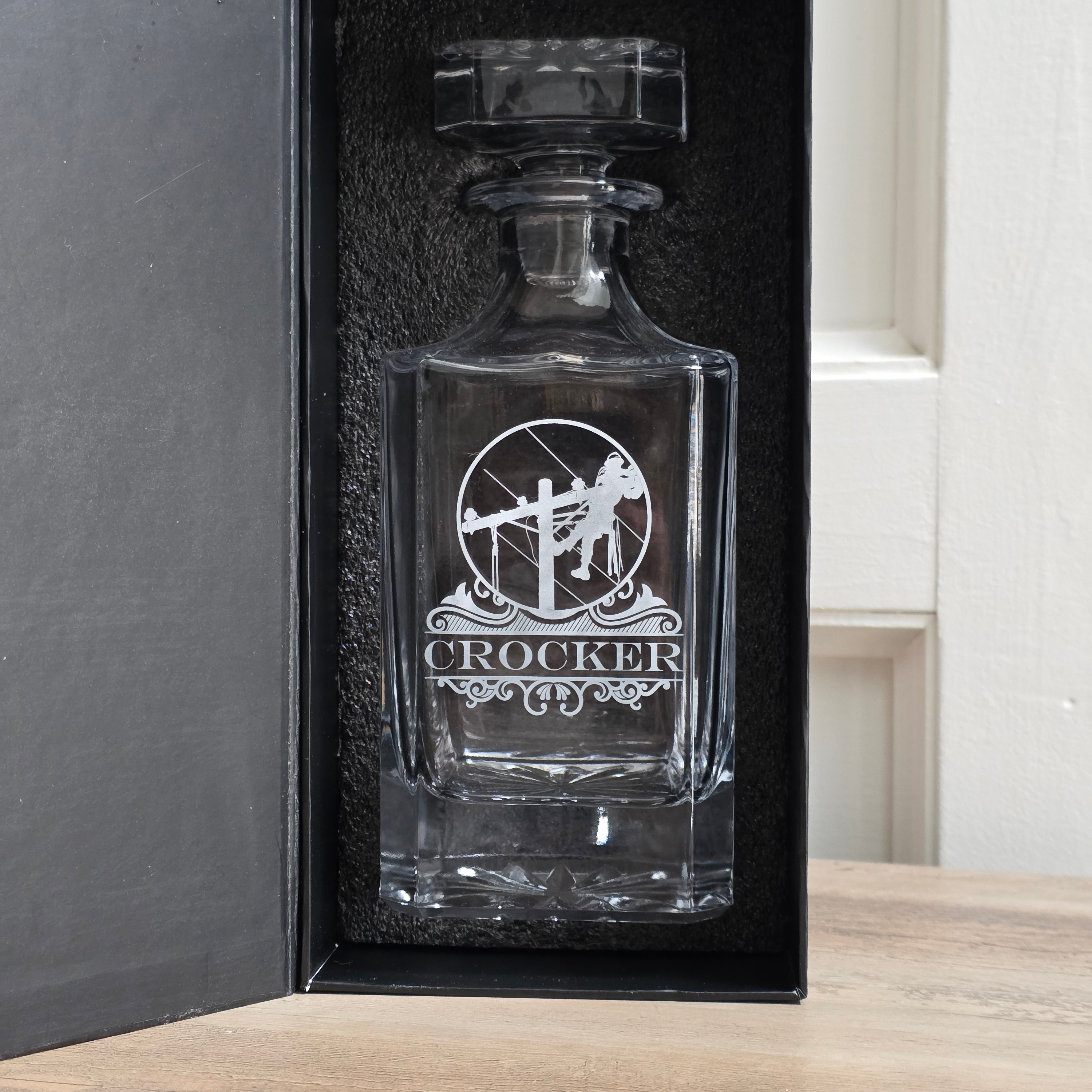 Personalized Lineman Decanter Set – Engraved Whiskey Gift barware product view