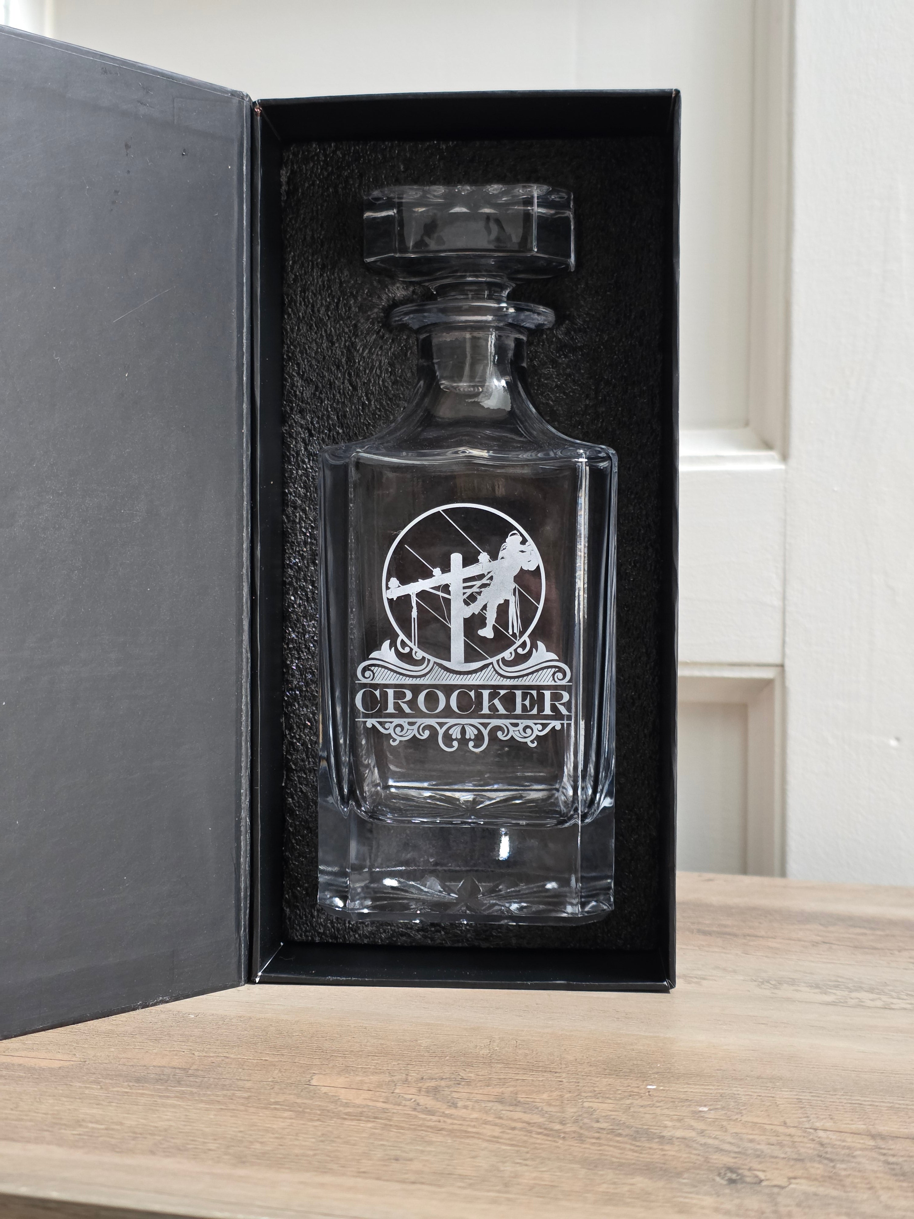 Personalized Lineman Decanter Set – Engraved Whiskey Gift barware product view