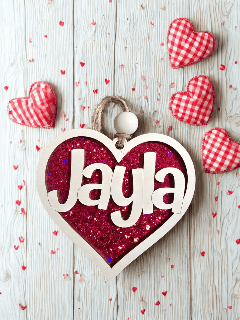 Personalized Valentine Basket Tag – Heart Name Treat Bag Favor holiday ornament product view