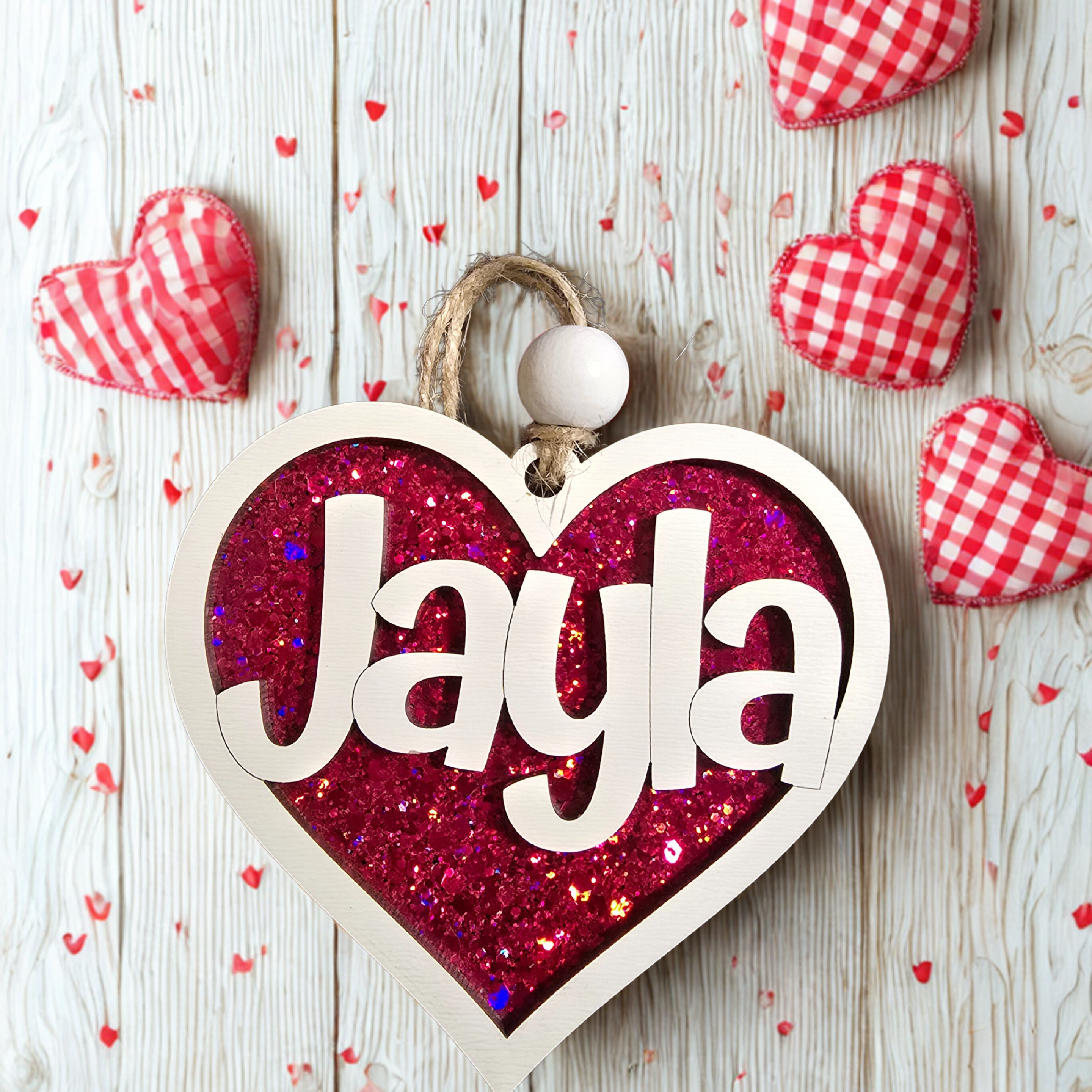Personalized Valentine Basket Tag – Heart Name Treat Bag Favor holiday ornament product view