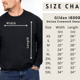 Gildan 18000 crewneck sweatshirt size guide