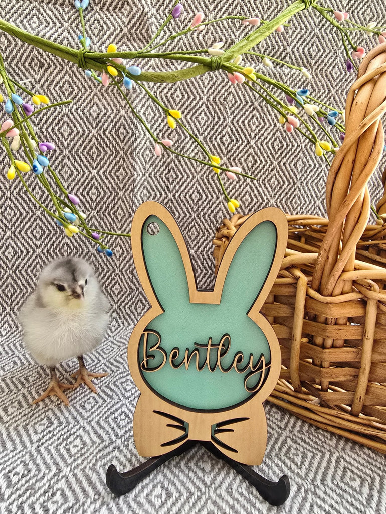 Personalized Easter Basket Tag - Handcrafted Bunny Design for Kids' Baskets, Unique Holiday Gift & Keepsake holiday ornament