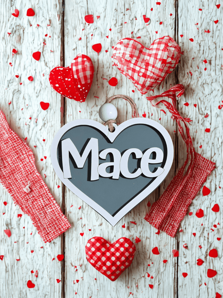 Personalized Valentine Basket Tag – Heart Name Treat Bag Favor holiday ornament product view