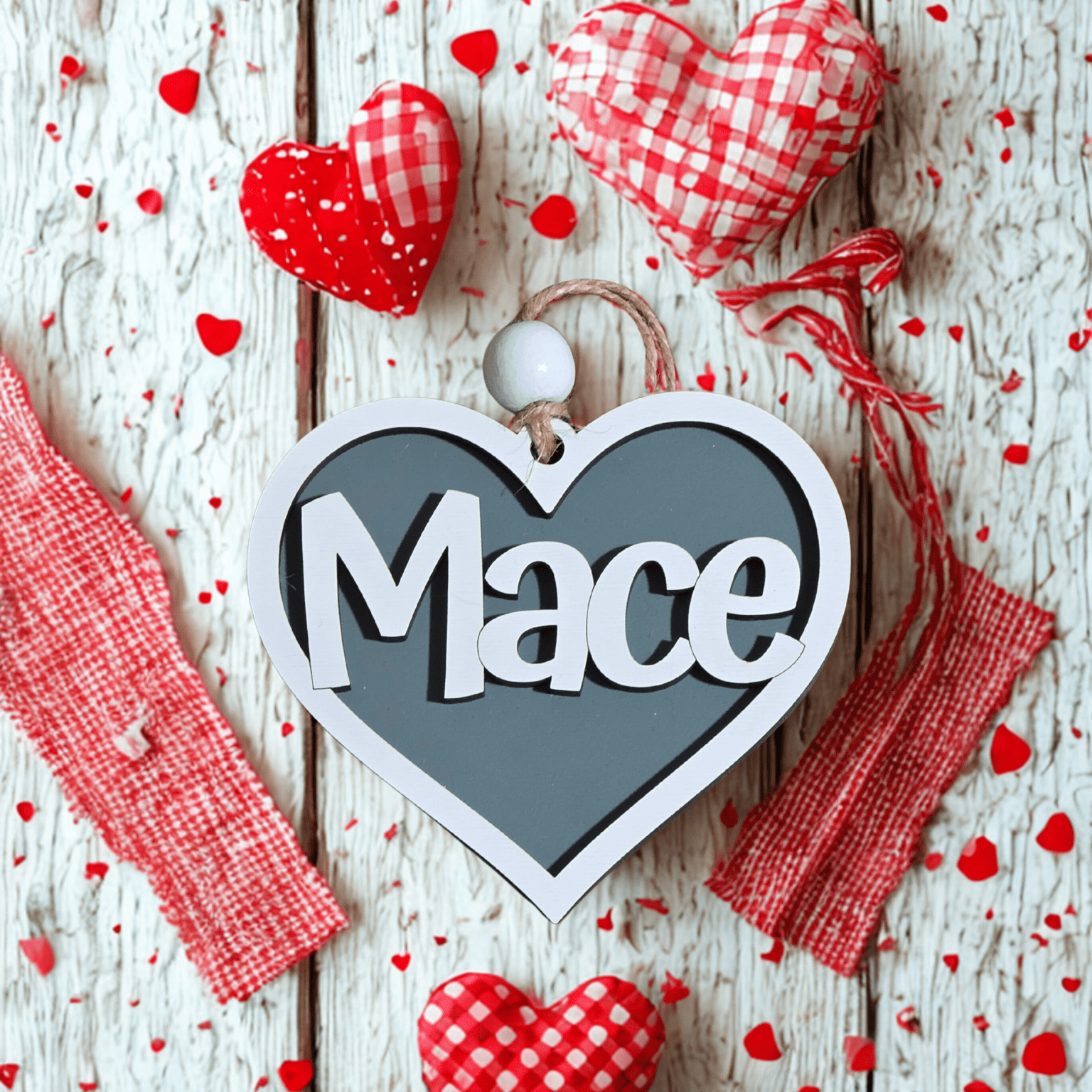 Personalized Valentine Basket Tag – Heart Name Treat Bag Favor holiday ornament product view