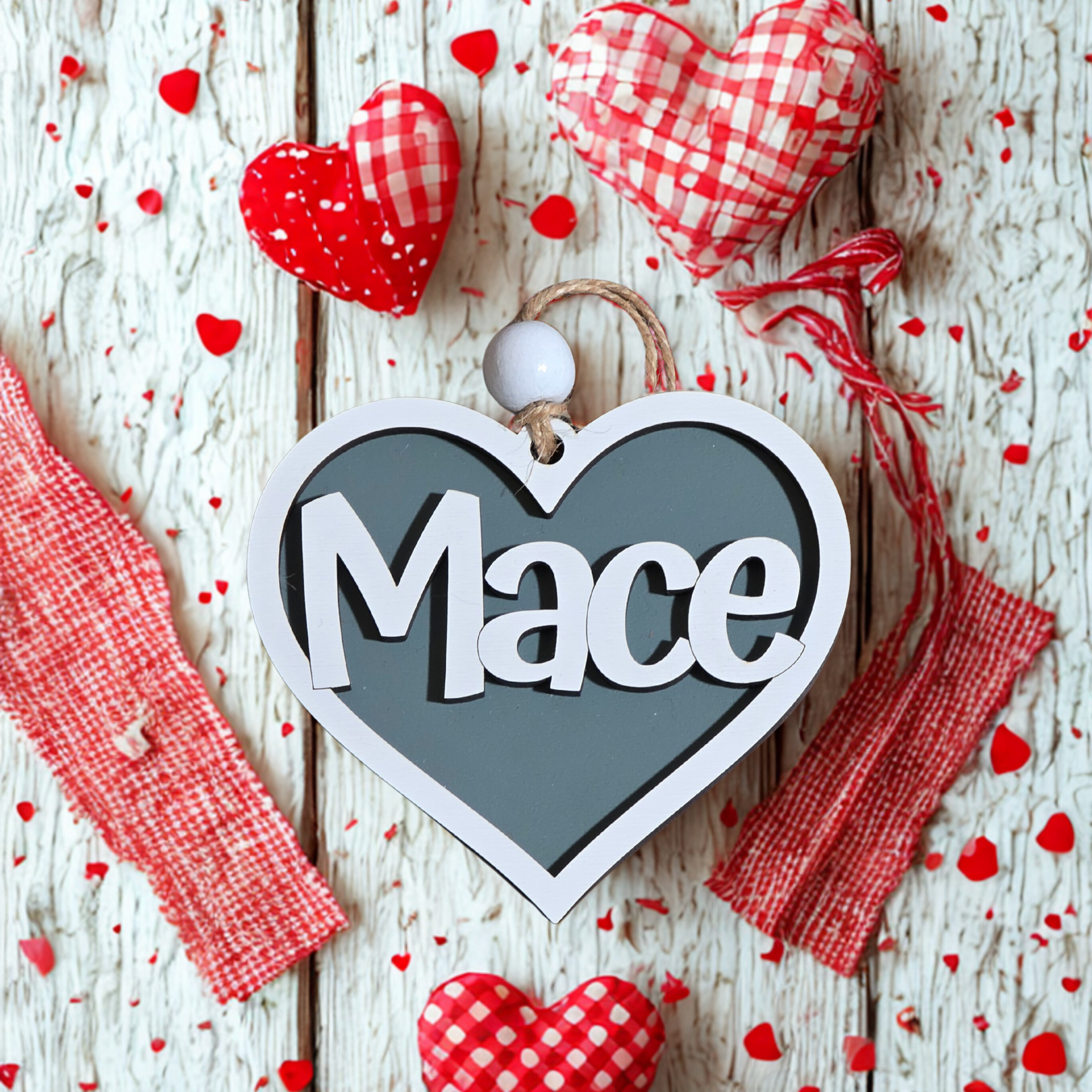Personalized Valentine Basket Tag – Heart Name Treat Bag Favor holiday ornament product view