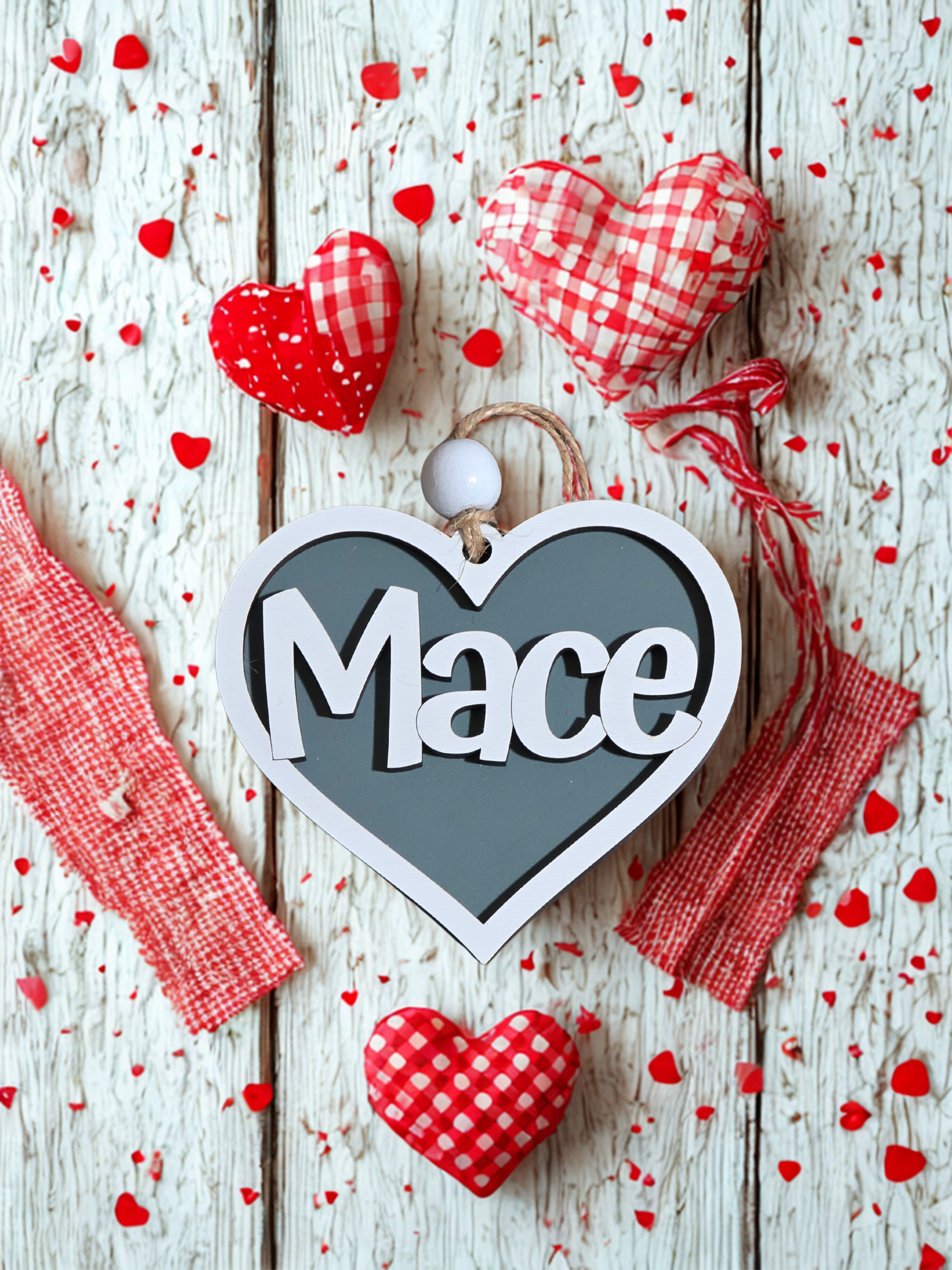 Valentines Gift Tag Heart Ornament, Personalized Basket Charm
