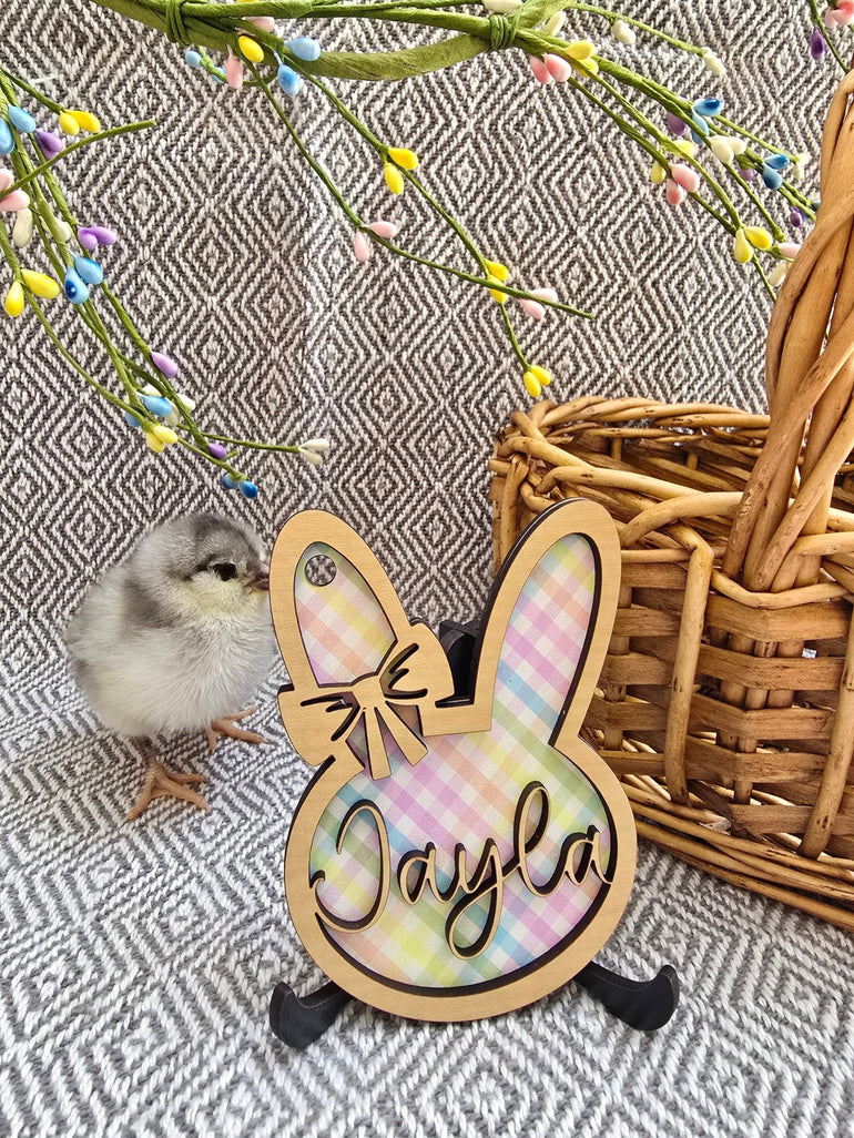 Personalized Easter Basket Tag - Handcrafted Bunny Design for Kids' Baskets, Unique Holiday Gift & Keepsake holiday ornament