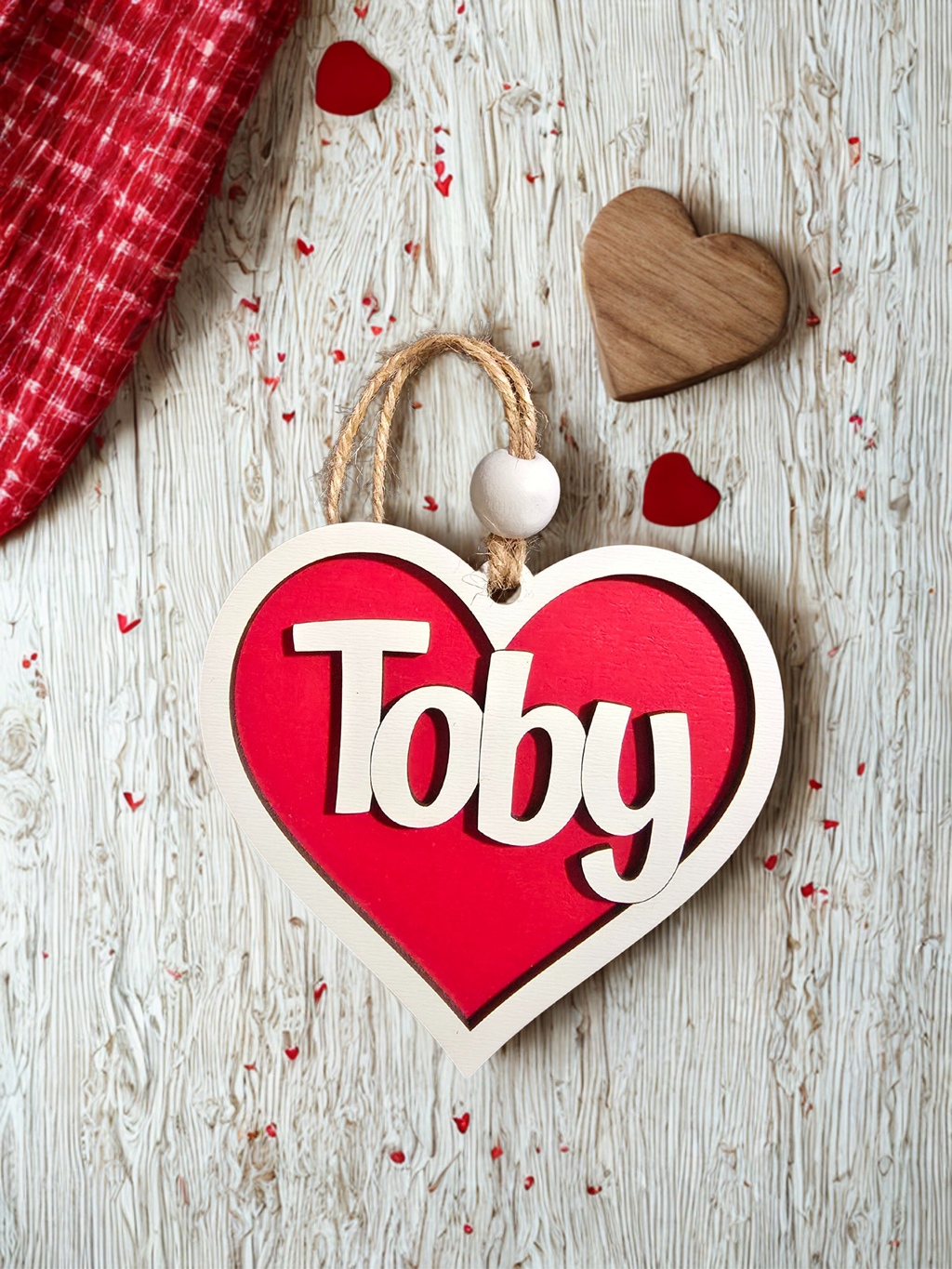 Personalized Valentine Basket Tag Heart Name Treat Bag Favor Classroom Wood Glitter Acrylic