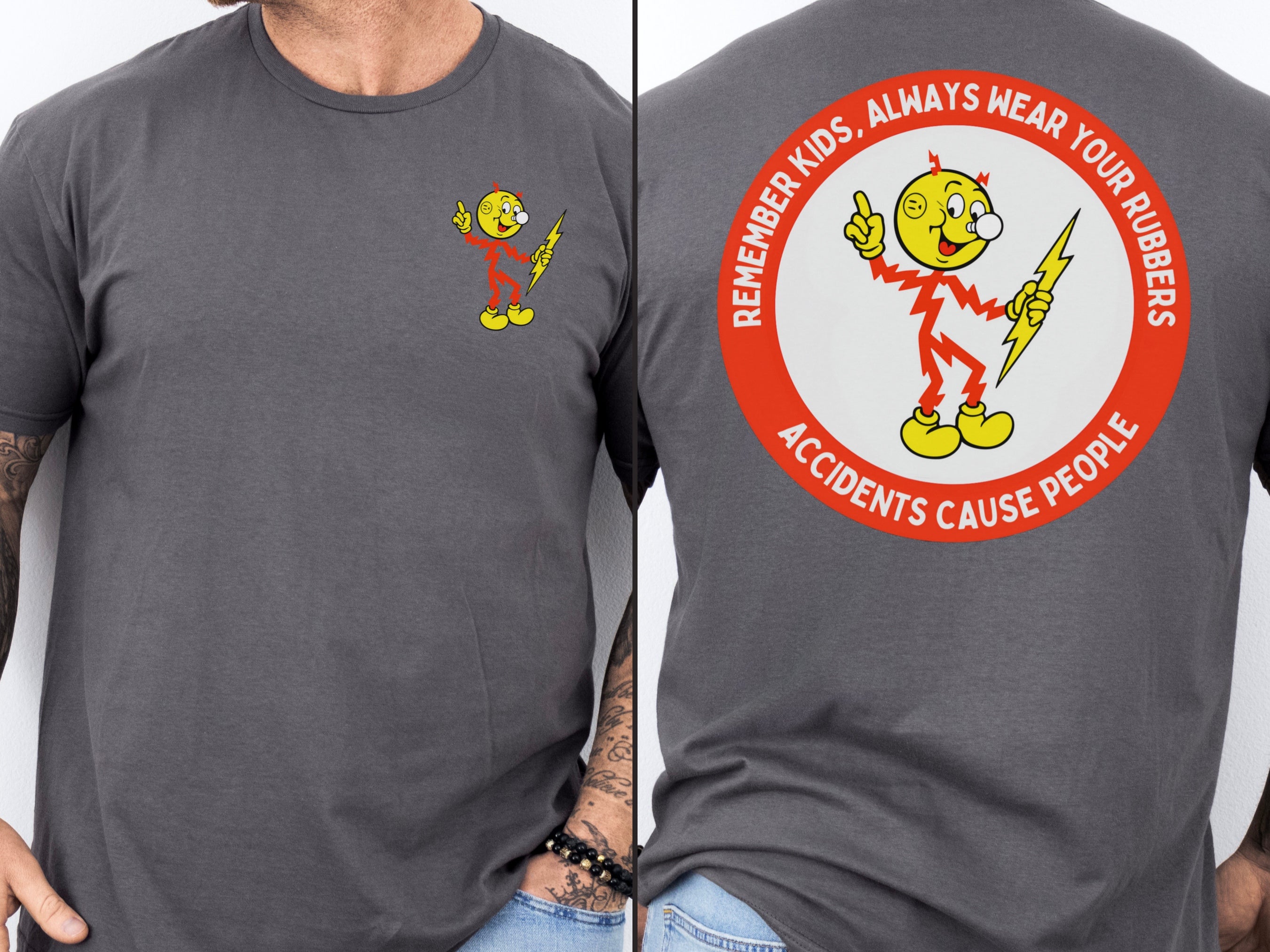 Reddy Kilowatt Shirt - Vintage Lineman Gift for Electrical Workers in Sport Grey shirt color