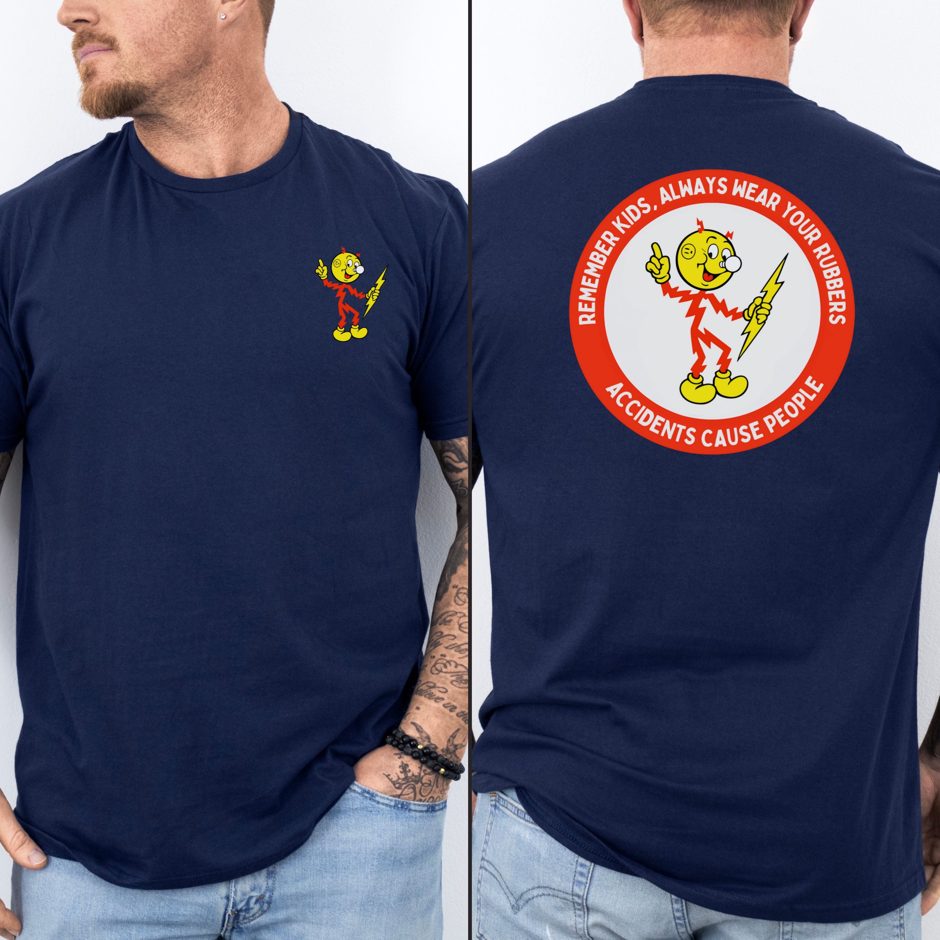 Reddy Kilowatt Shirt - Vintage Lineman Gift for Electrical Workers in Royal shirt color