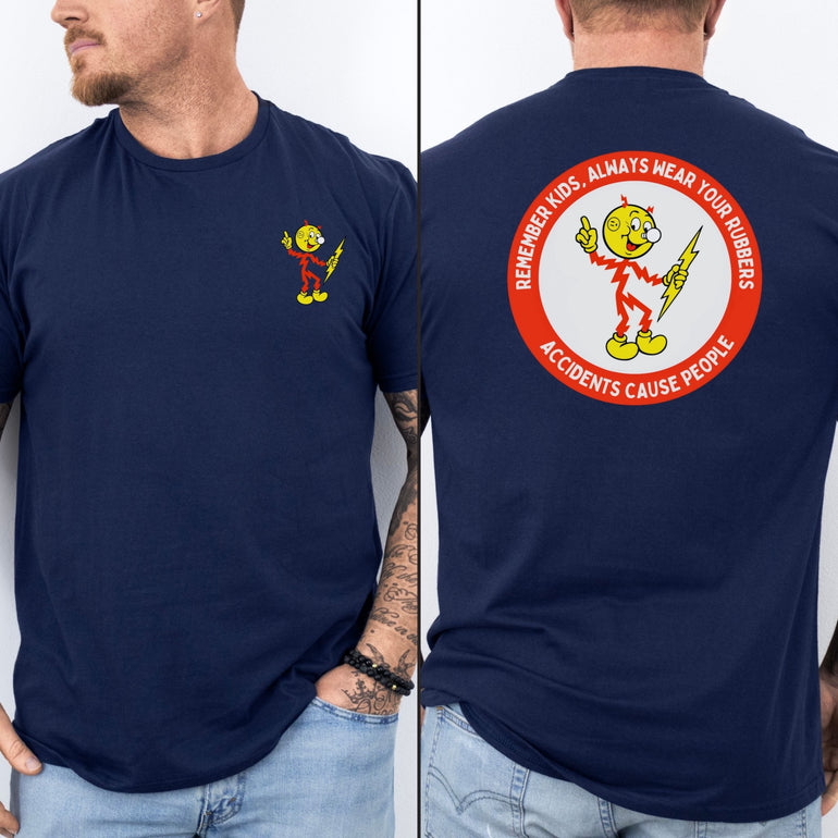 Reddy Kilowatt Shirt - Vintage Lineman Gift for Electrical Workers in Royal shirt color