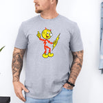 Reddy Kilowatt Shirt – Vintage Electrician Lineman Graphic Tee in Charcoal shirt color