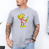 Reddy Kilowatt Shirt – Vintage Electrician Lineman Graphic Tee in Charcoal shirt color