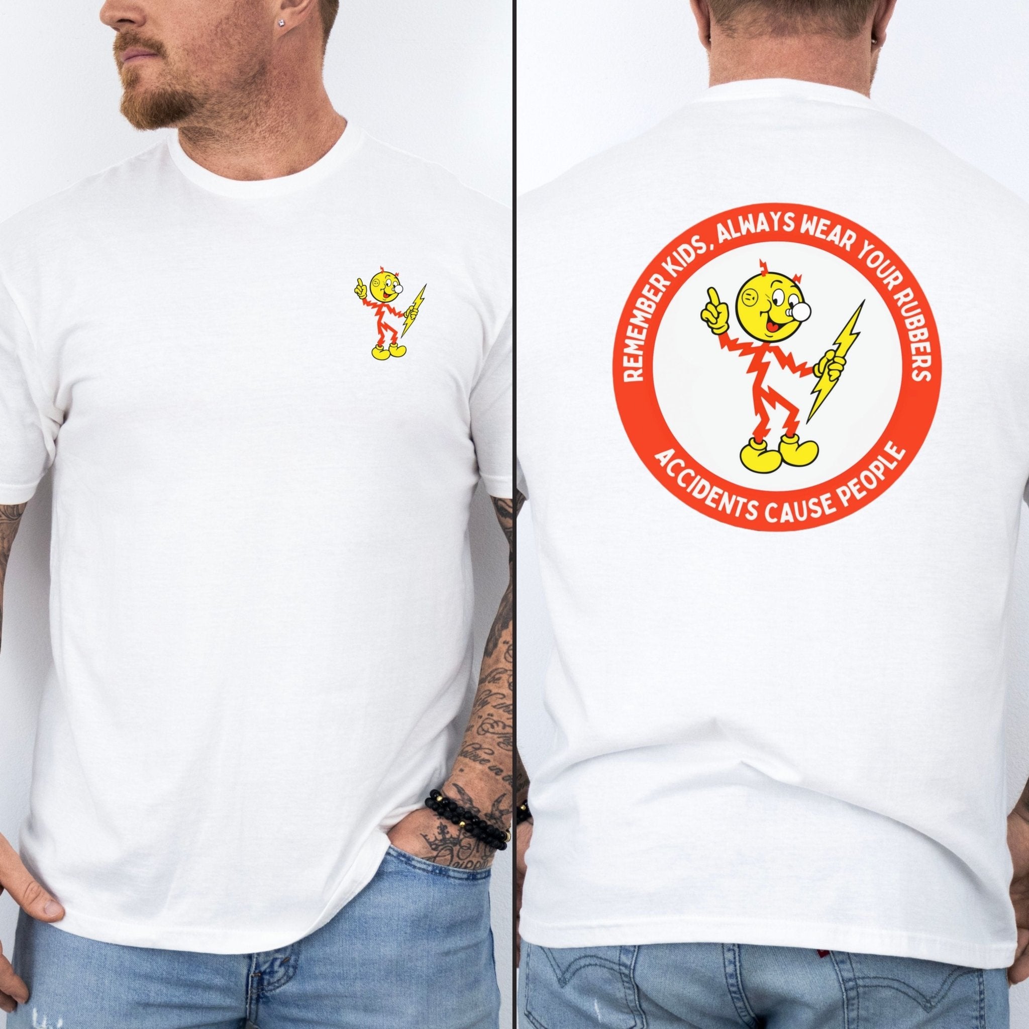 Reddy Kilowatt Shirt - Vintage Lineman Gift for Electrical Workers in White shirt color
