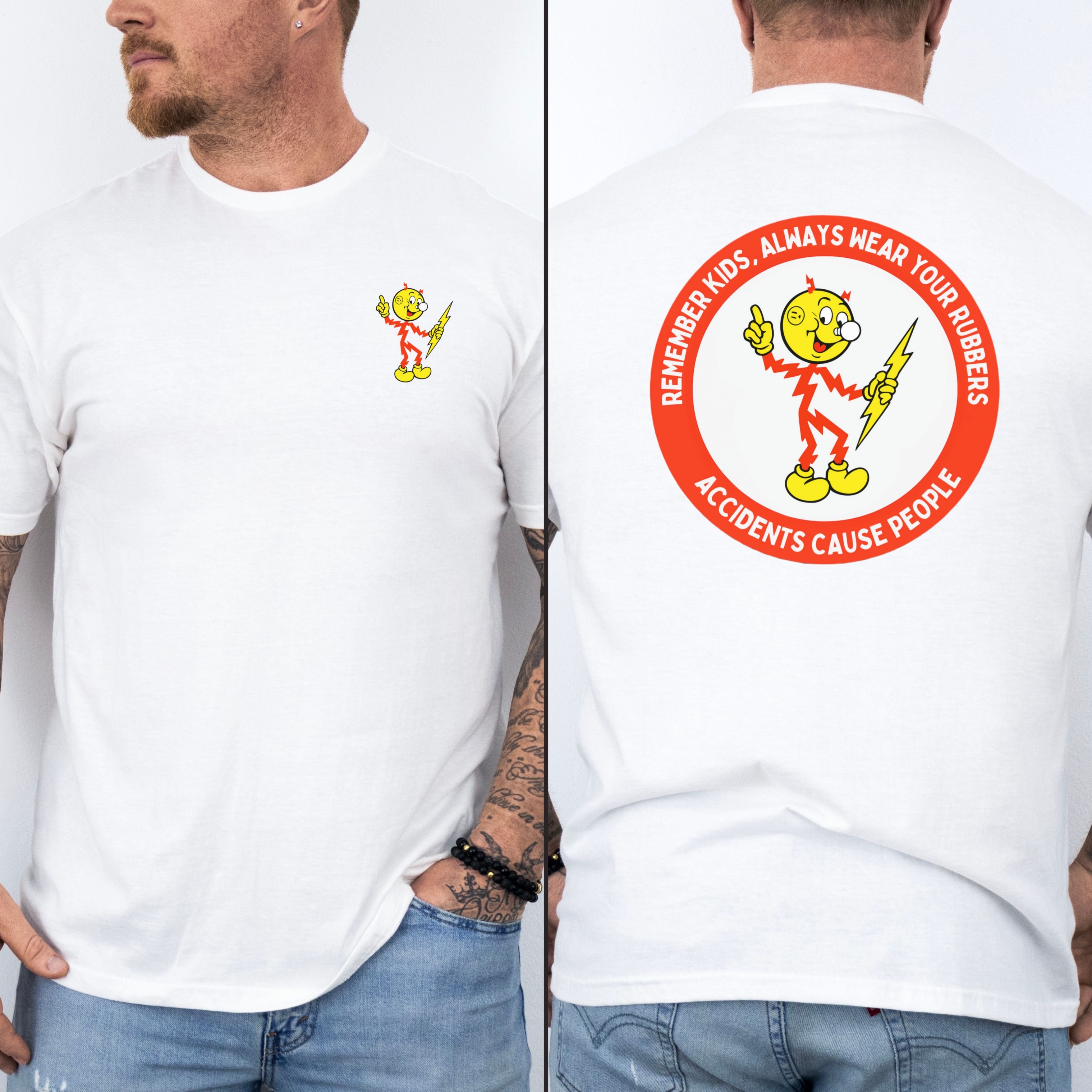 Reddy Kilowatt Shirt - Vintage Lineman Gift for Electrical Workers in White shirt color