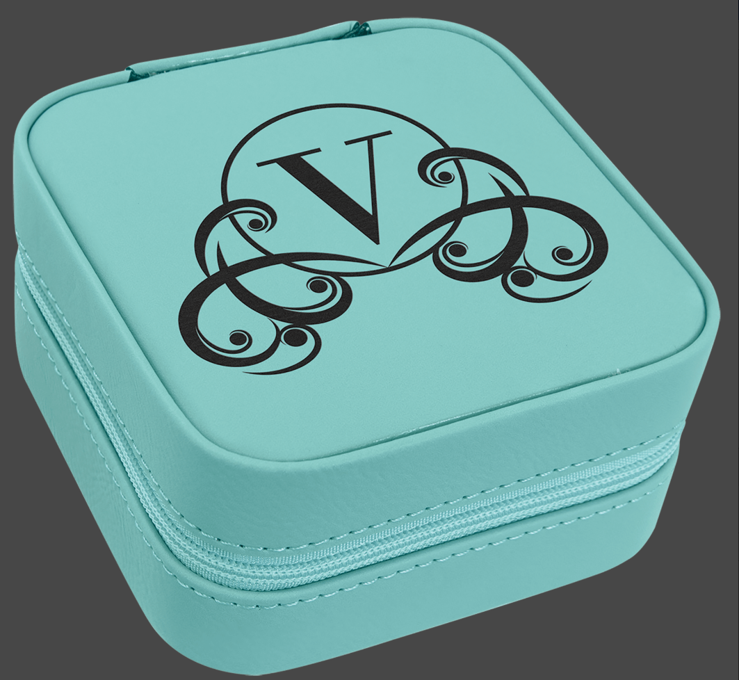 Personalized Travel Jewelry Box with Black Lining