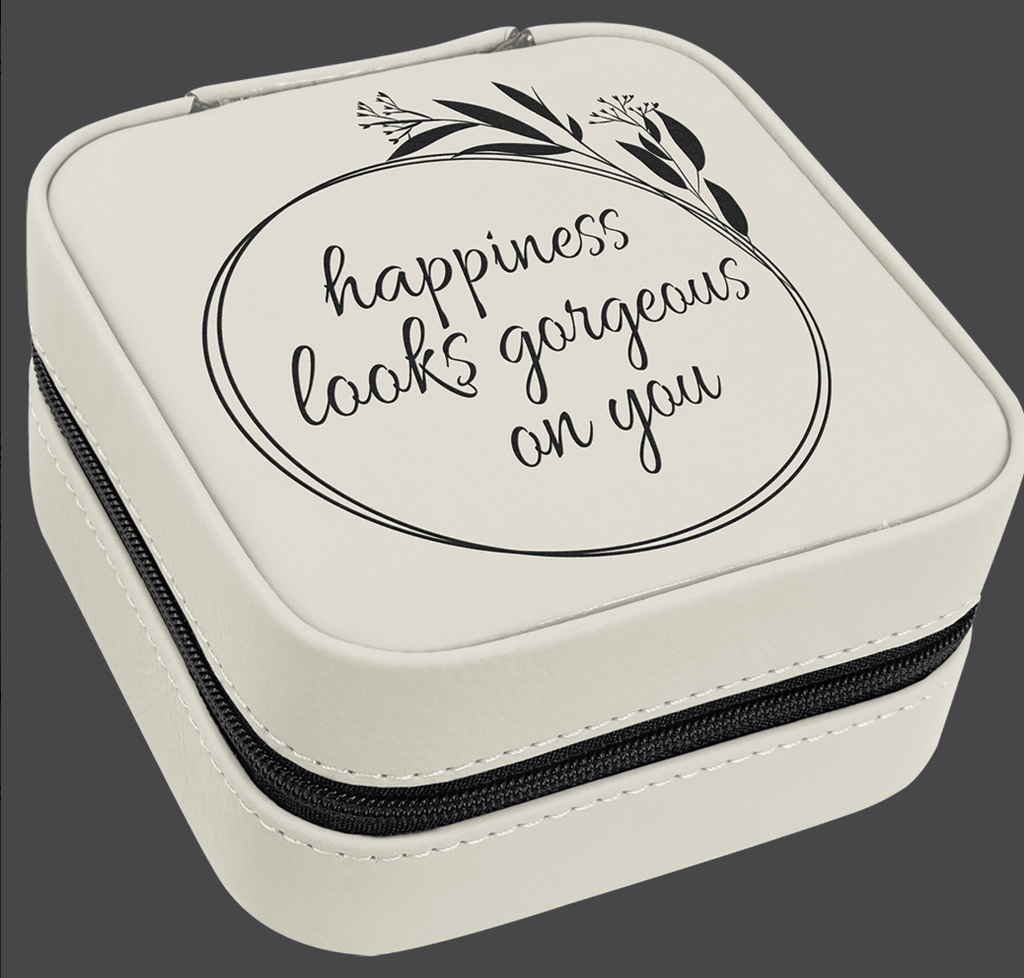 Personalized Travel Jewelry Box with Black Lining