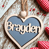 Personalized Valentine Basket Tag – Heart Name Treat Bag Favor Christmas tree decor view