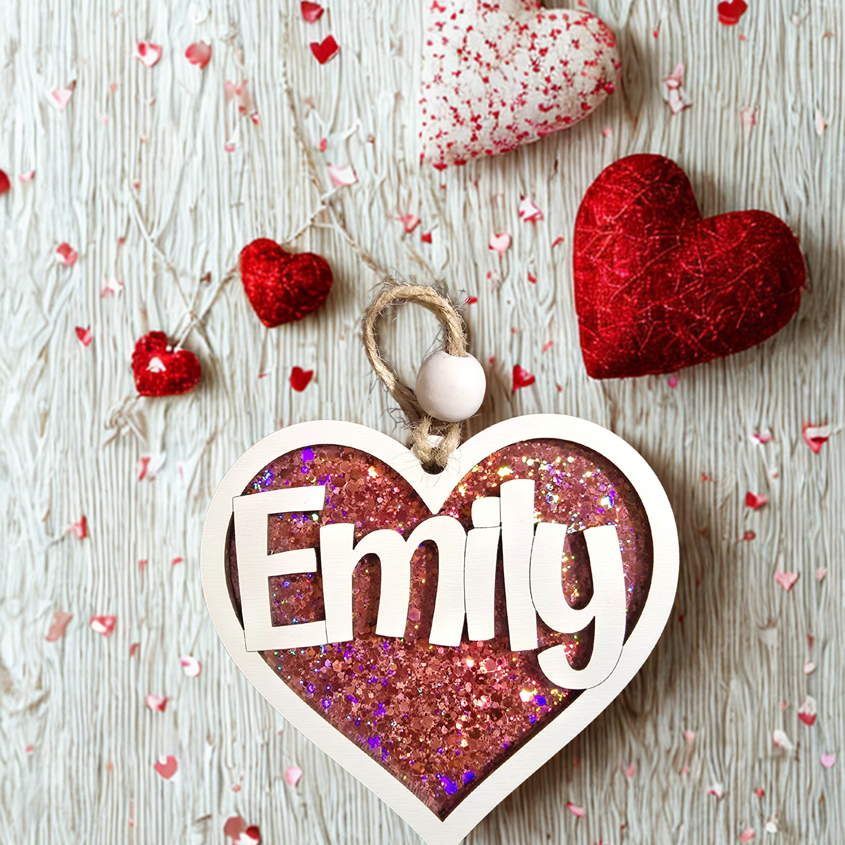 Personalized Valentine Basket Tag – Heart Name Treat Bag Favor holiday ornament product view