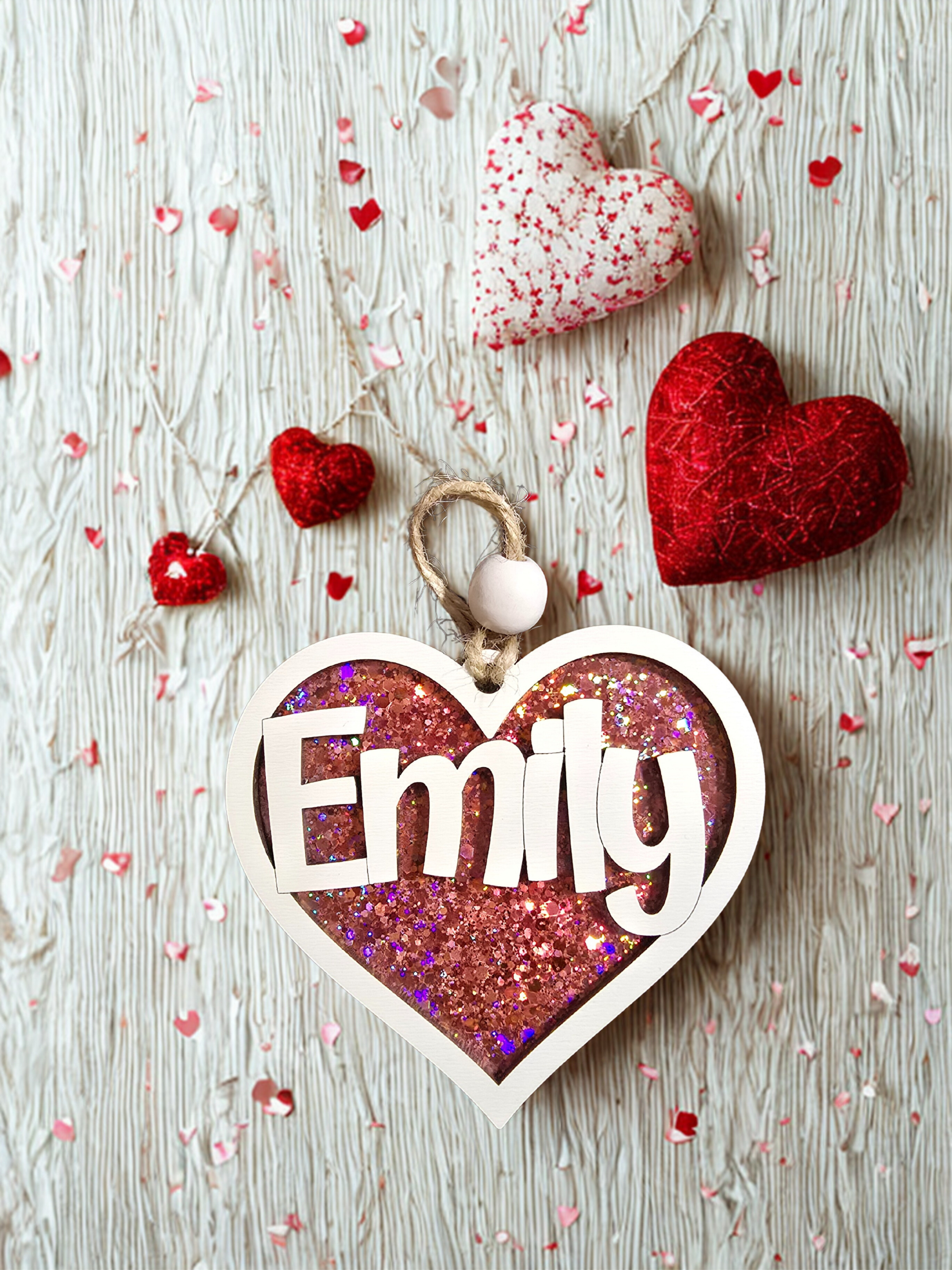 Valentines Gift Tag Heart Ornament, Personalized Basket Charm