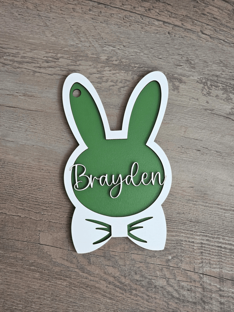 Personalized Easter Basket Tag - Handcrafted Bunny Design for Kids' Baskets, Unique Holiday Gift & Keepsake holiday ornament