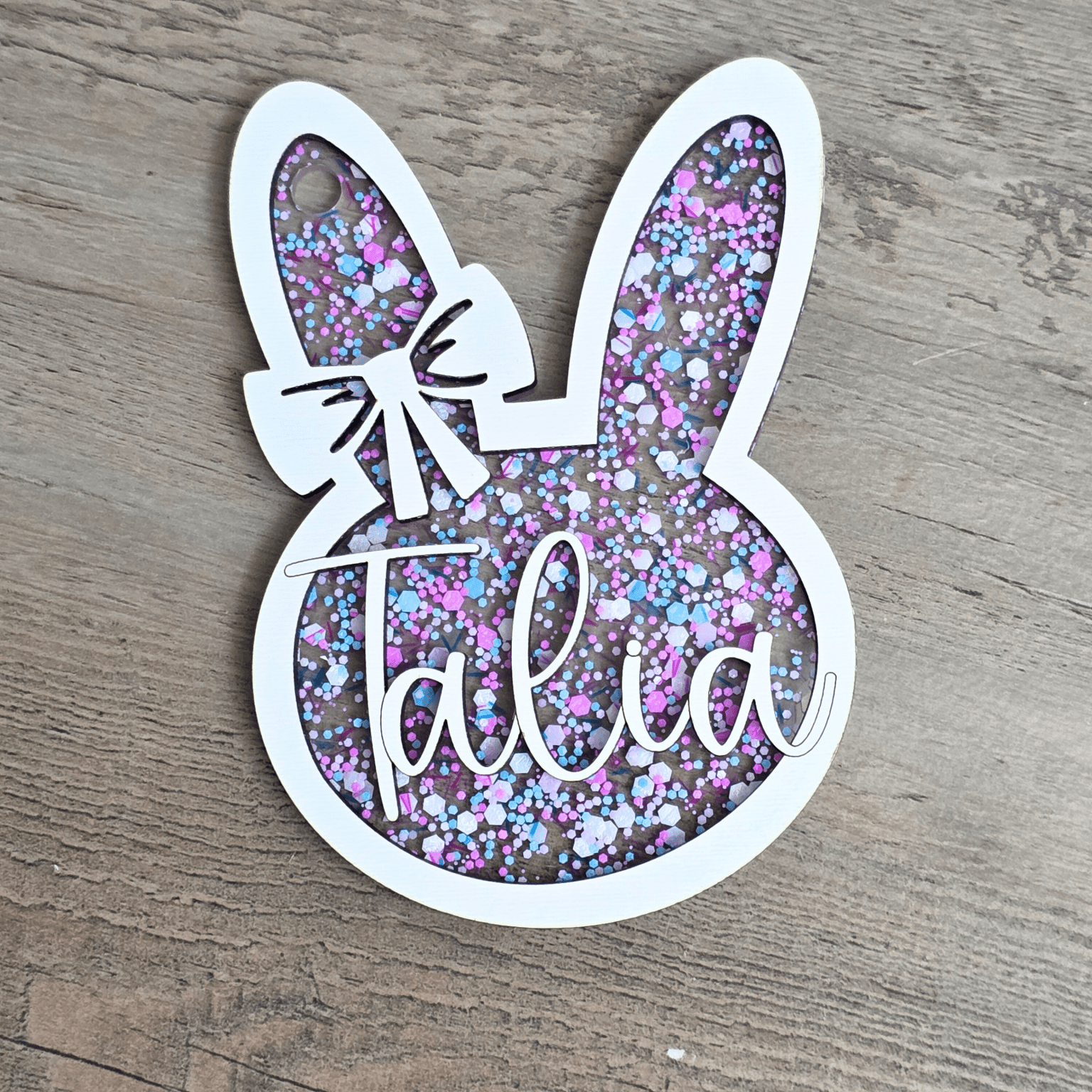 Personalized Easter Basket Tag - Handcrafted Bunny Design for Kids' Baskets, Unique Holiday Gift & Keepsake holiday ornament