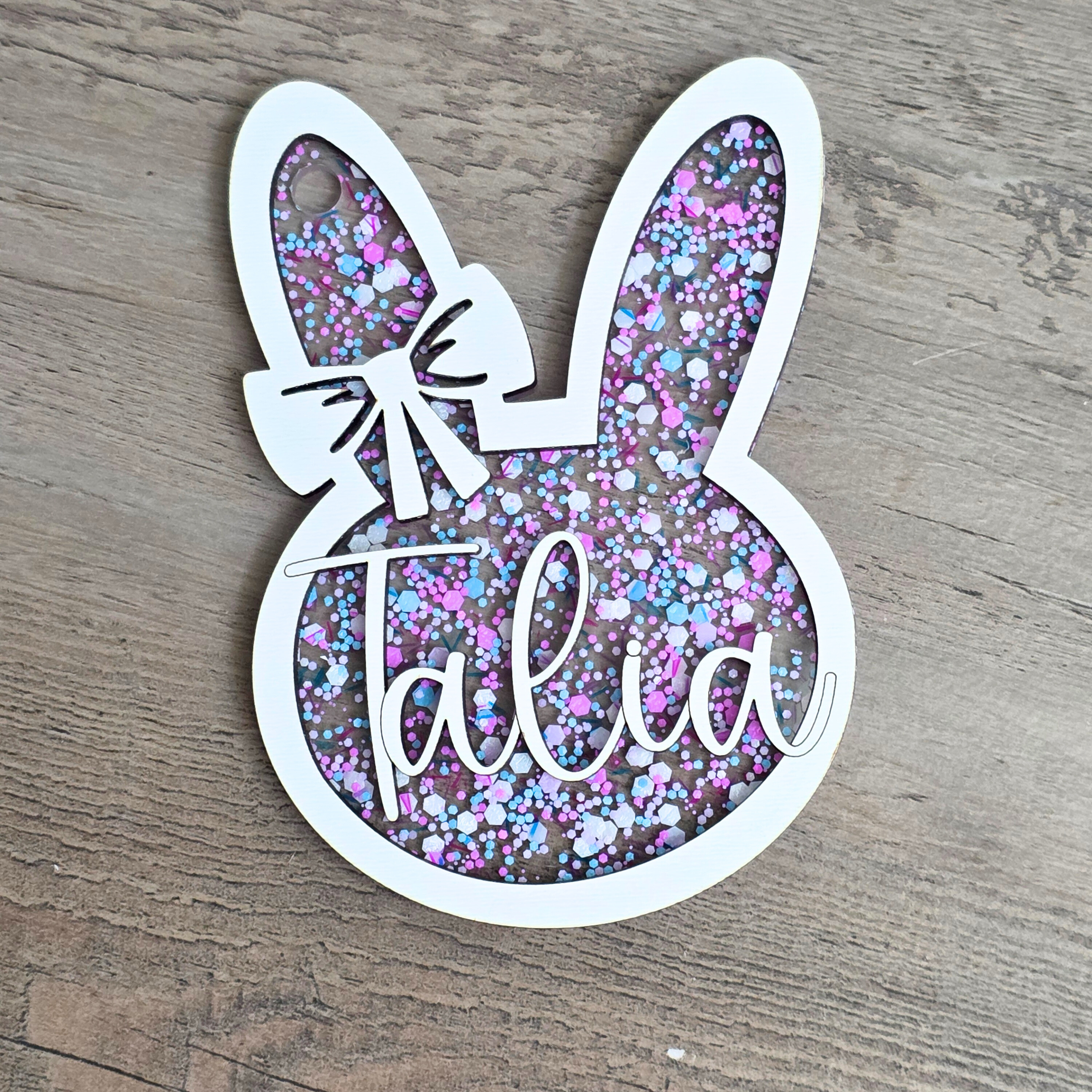 Personalized Easter Basket Tag - Handcrafted Bunny Design for Kids' Baskets, Unique Holiday Gift & Keepsake holiday ornament